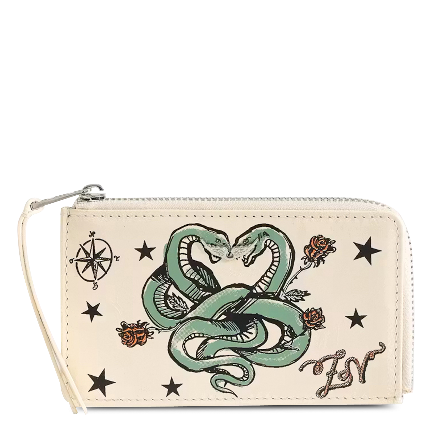 Portes-cartes en cuir imprimé zv card ZADIG&VOLTAIRE Blanc
