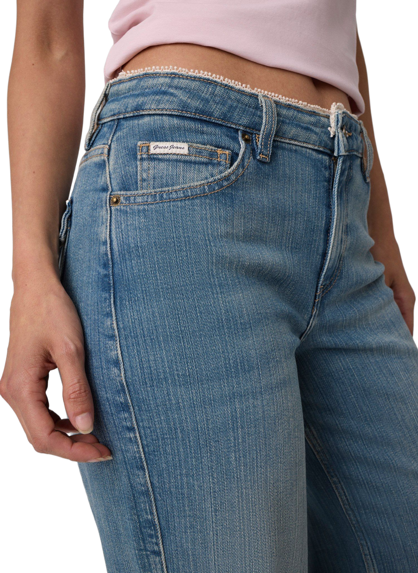 Gerader Jeans aus Baumwollmischung GUESS Blau