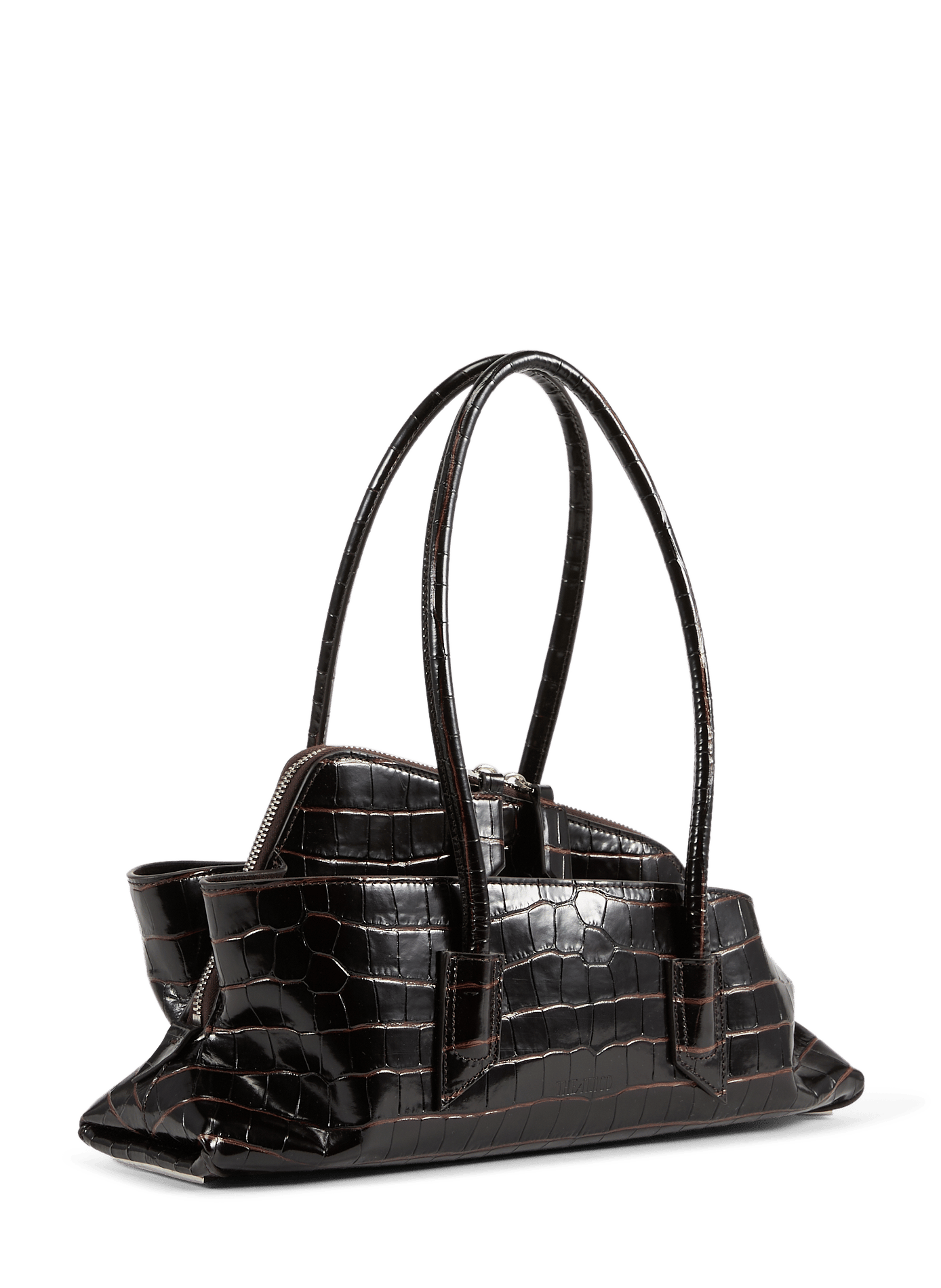 Sac épaule effet crocodile en cuir de veau THE ATTICO Marron
