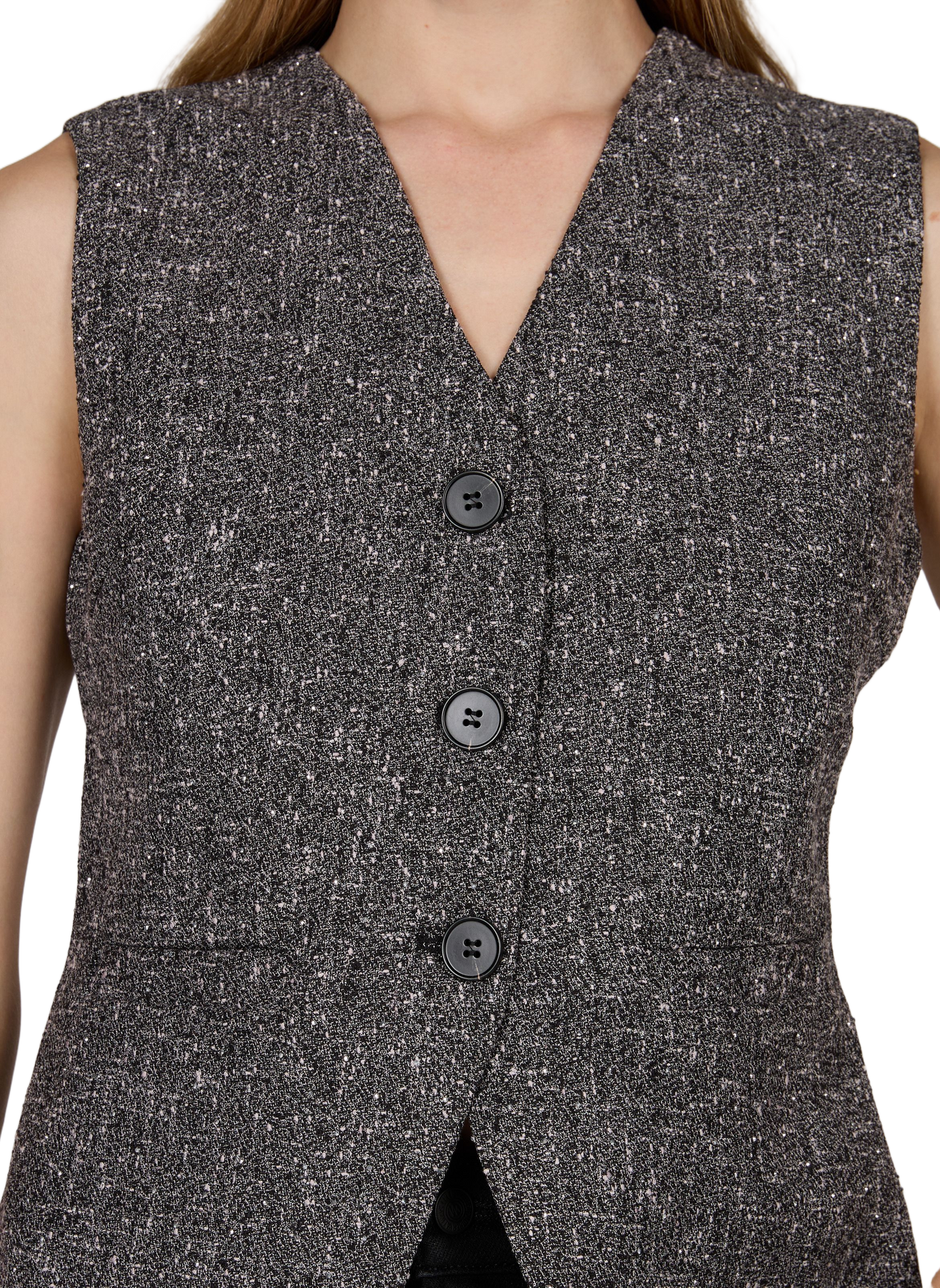 Sleeveless vest with rhinestones SUNCOO Grey