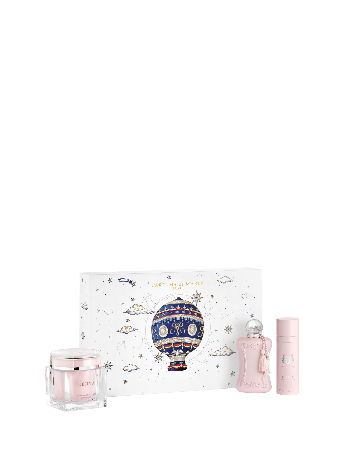Delina Geschenkset (Delina 75ml, Delina Haarparfum, Delina Körpercreme) PARFUMS DE MARLY No color