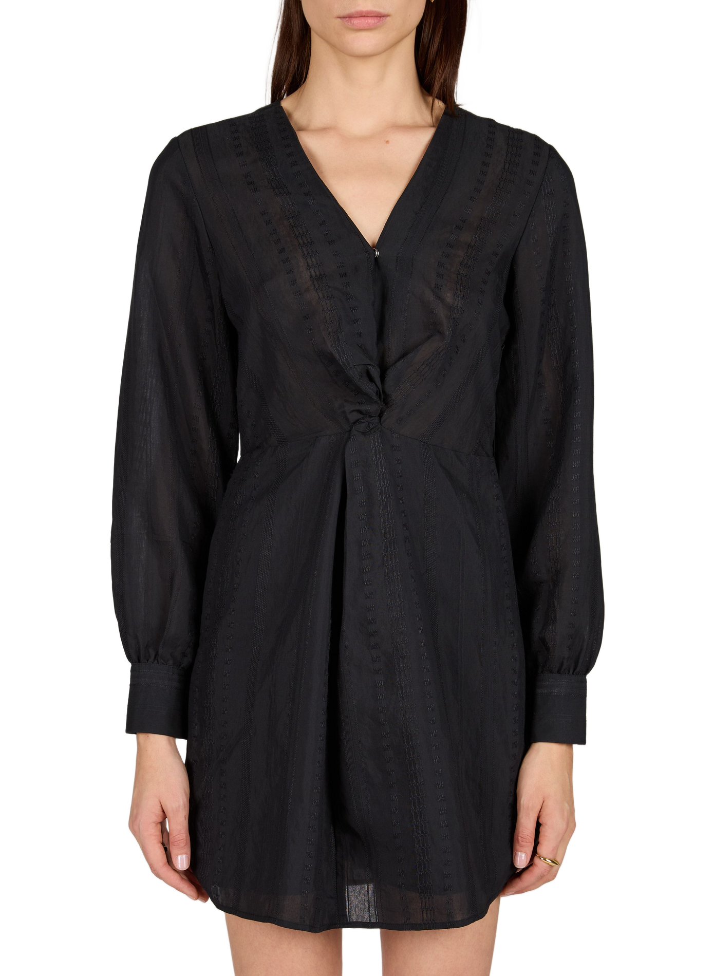 Chemise brodée à col V VILA Noir
