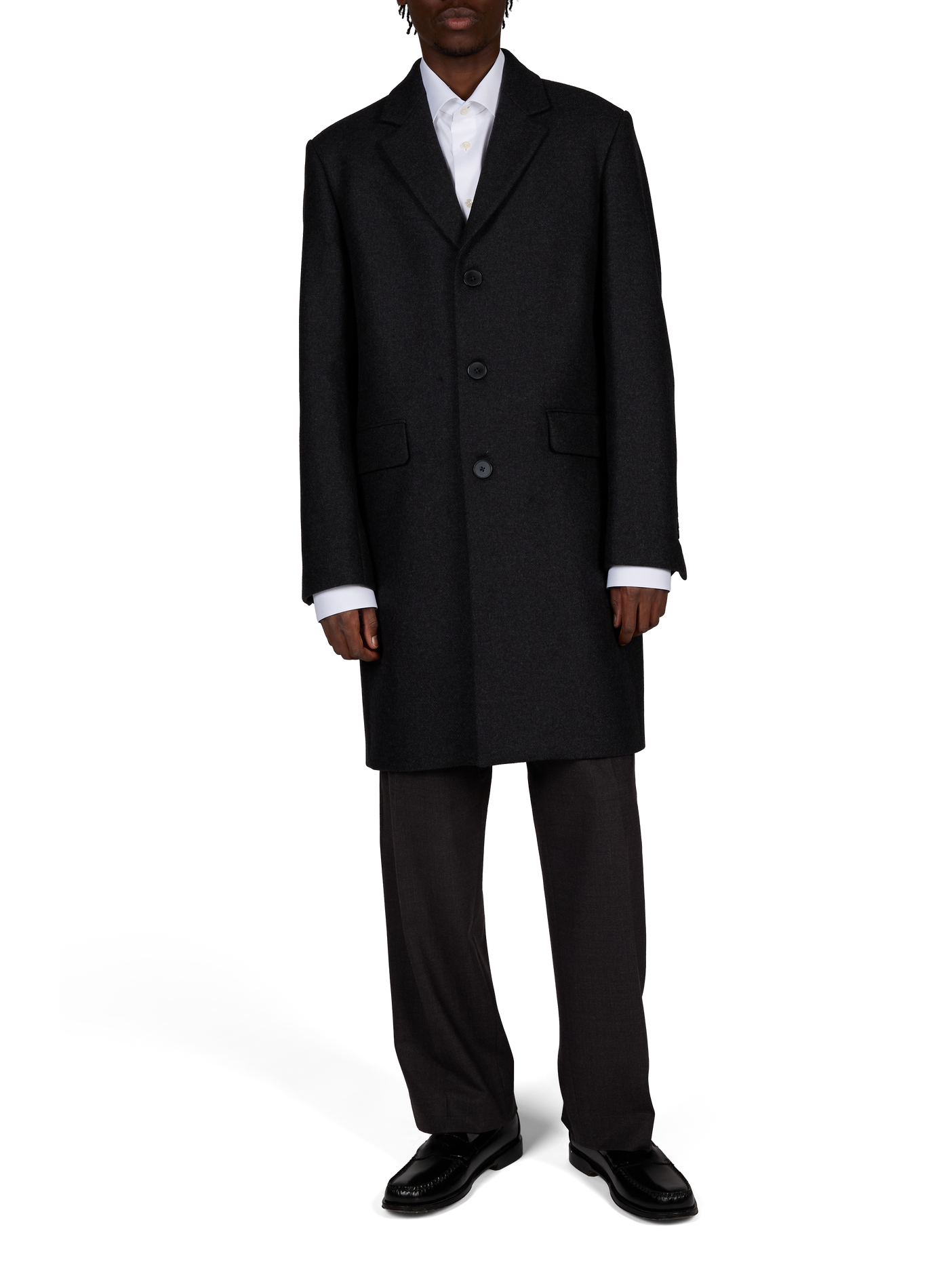 Manteau col tailleur en laine et cachemire mélangés AU PRINTEMPS PARIS Gris