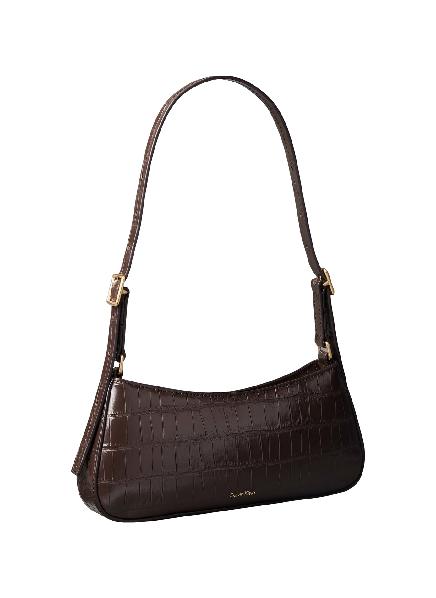 Crocodile-effect shoulder bag CALVIN KLEIN Brown