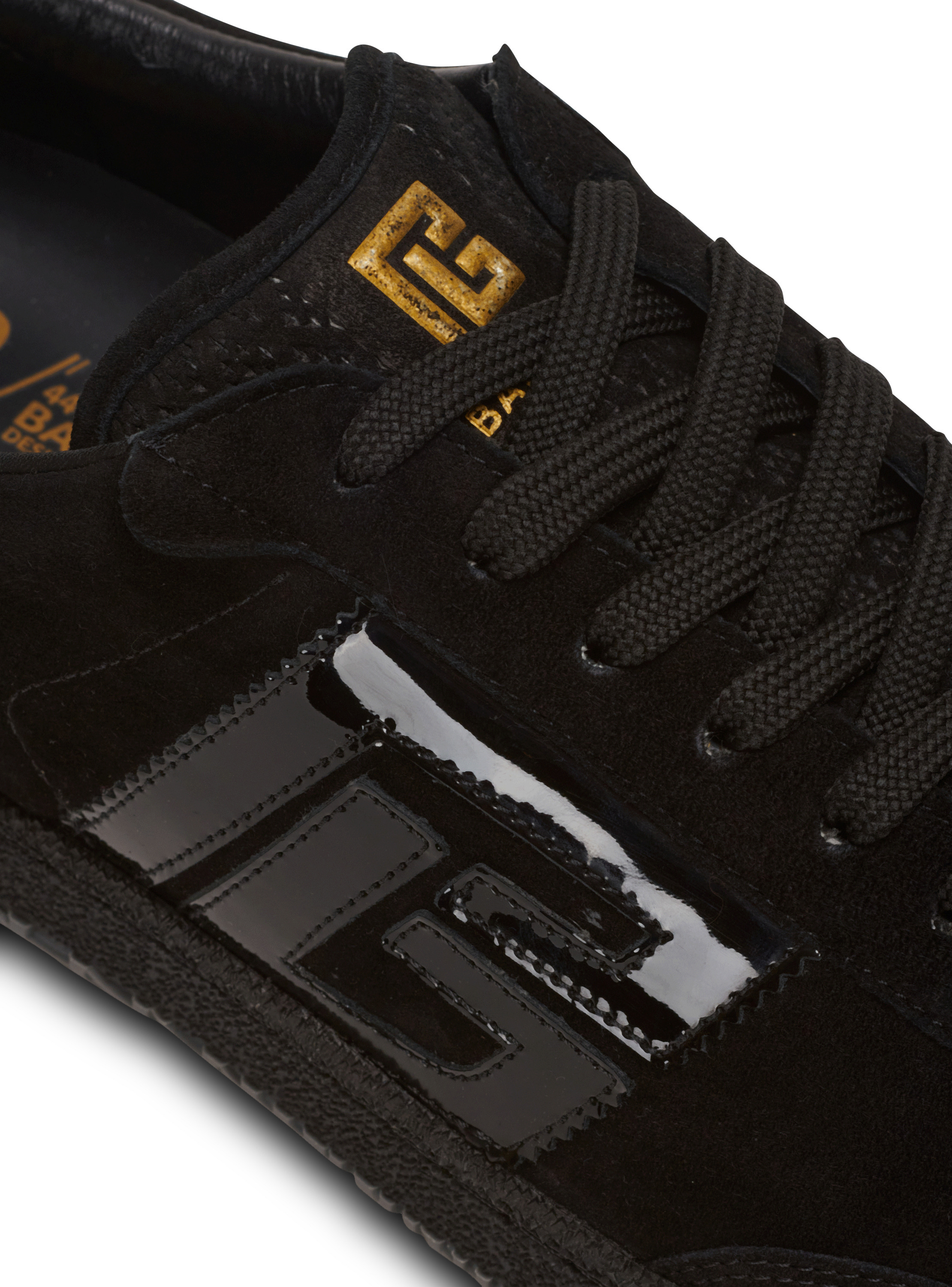 Baskets balmain swan en cuir suédé et verni BALMAIN Noir