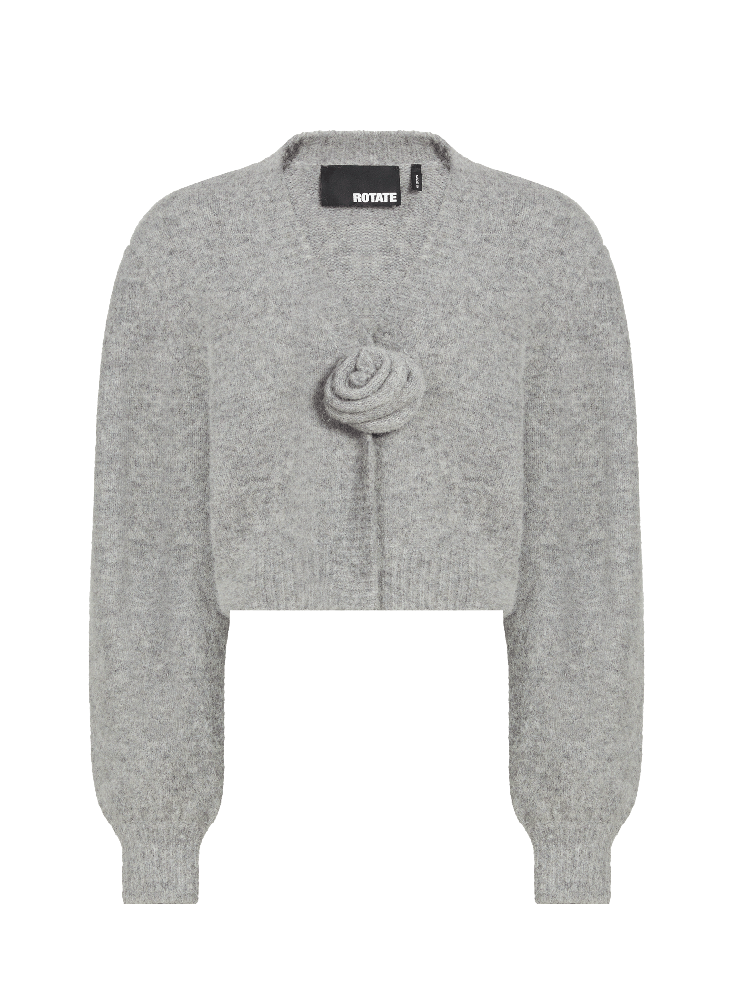 Cardigan court en laine et alpaga ROTATE Gris