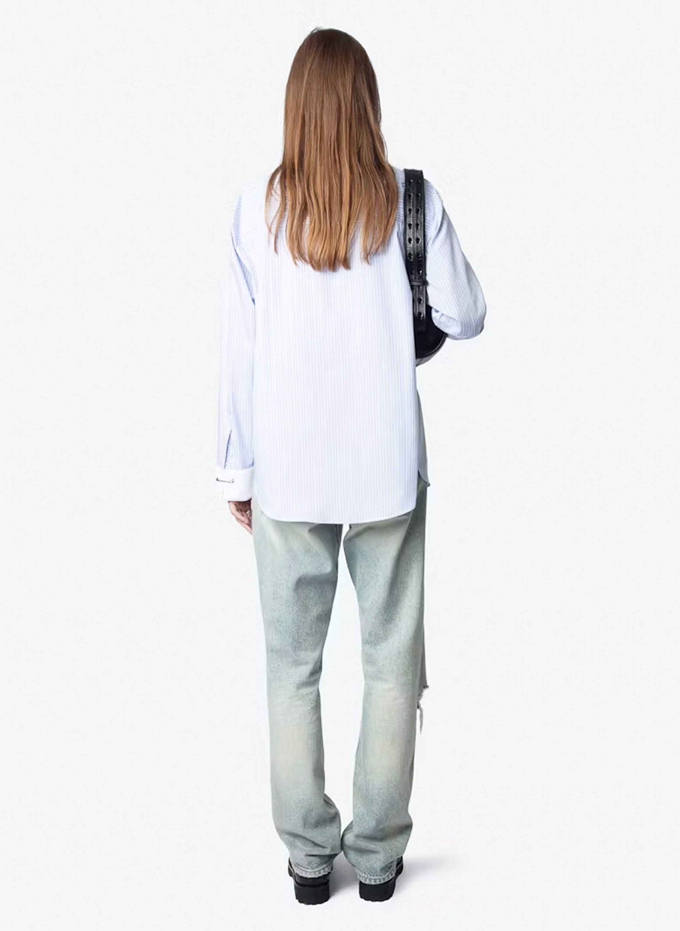 Chemise droite rayée avec broderie morning ZADIG&VOLTAIRE Bleu