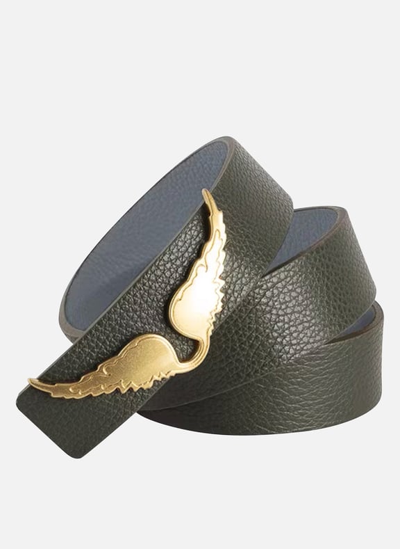 Ceinture réversible en cuir rock Vert by ZADIG&VOLTAIRE ZADIG&VOLTAIRE Ceinture réversible en cuir rock Vert