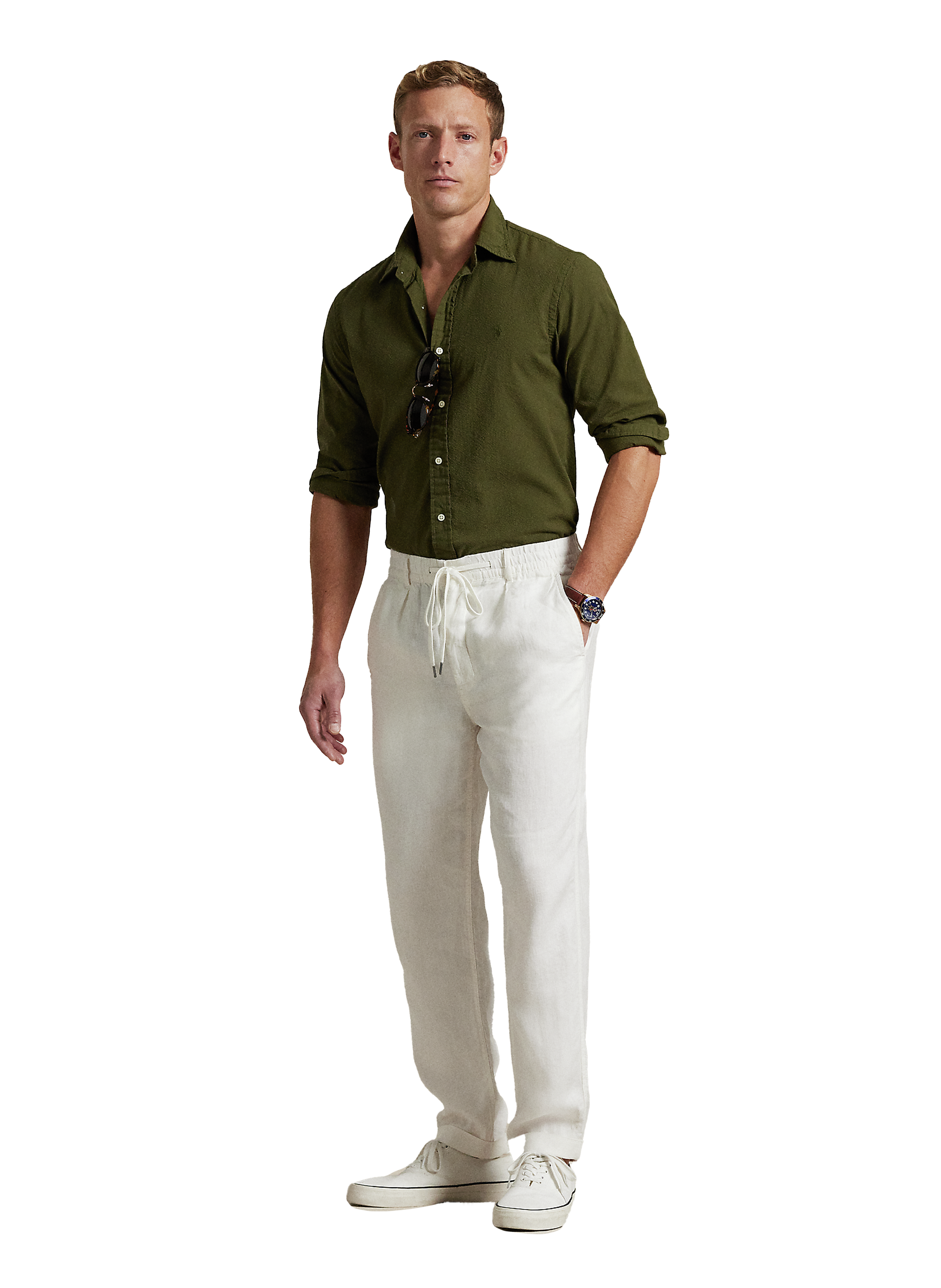 Seersucker cotton shirt POLO RALPH LAUREN Green