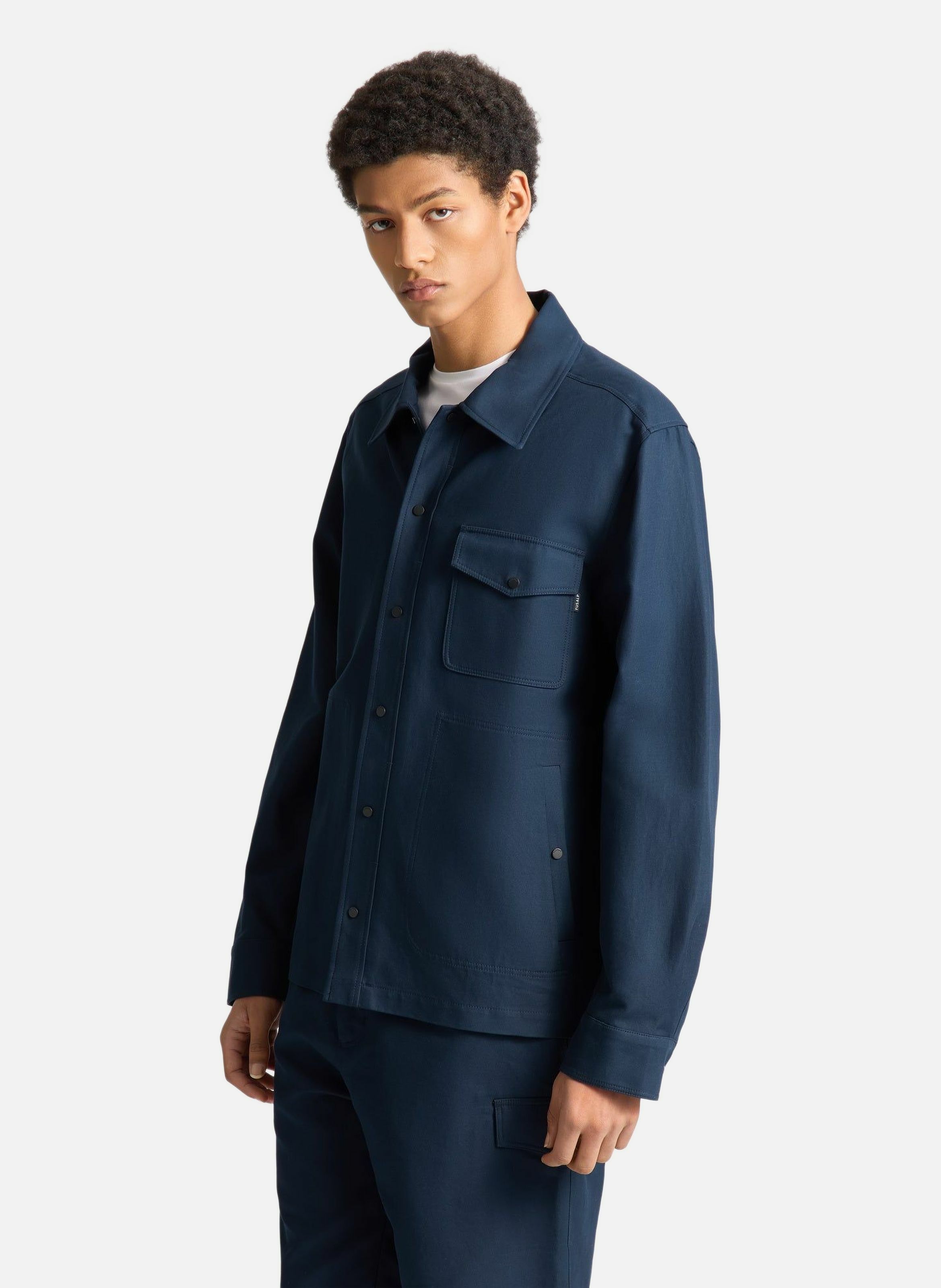 Surchemise jaymeo coton col tailleur coupe regular FUSALP Bleu