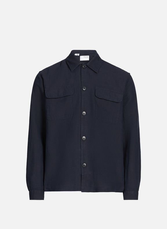 Chemise droite en lin et coton Bleu by SELECTED SELECTED Chemise droite en lin et coton Bleu