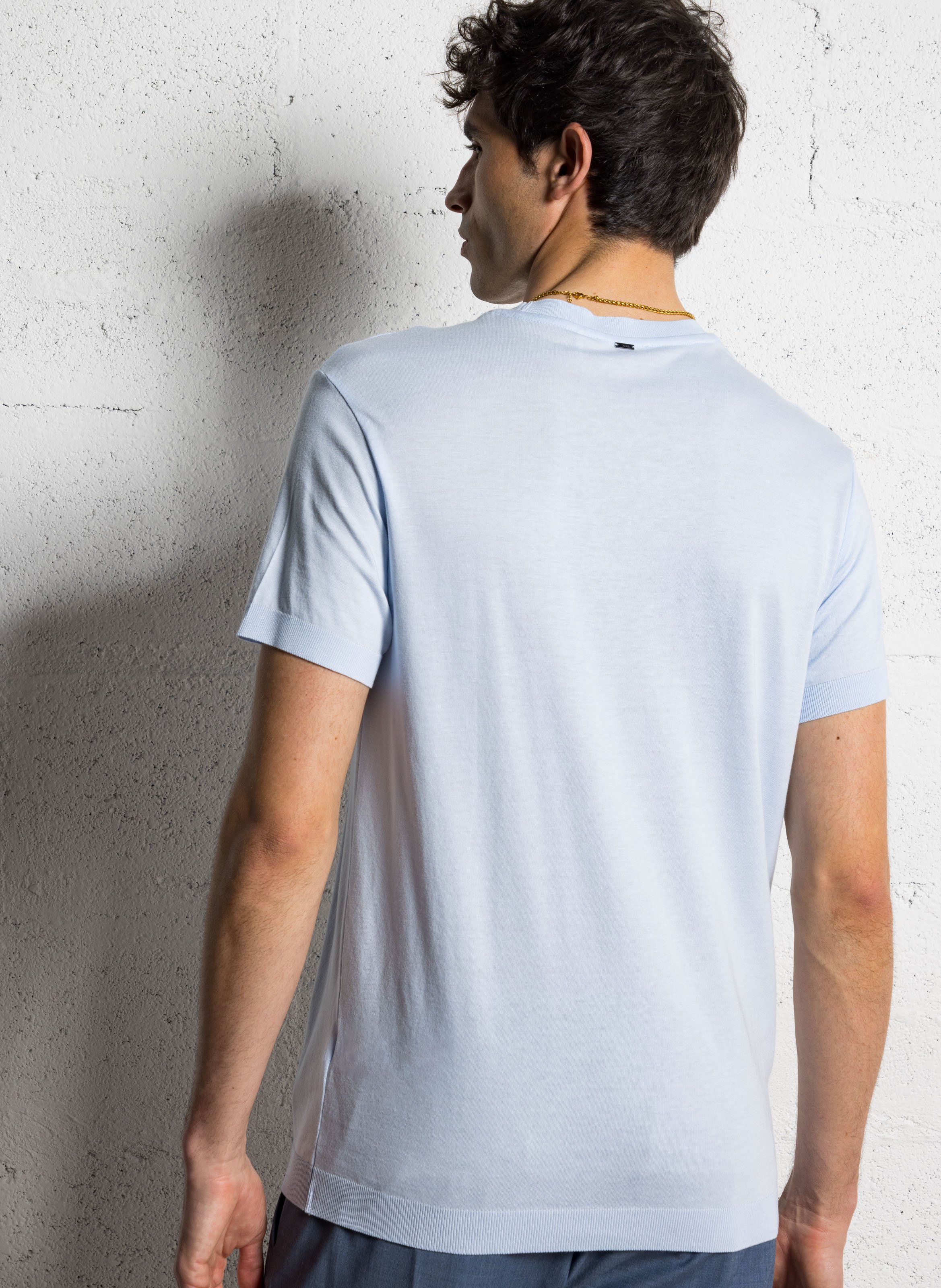 Tee-shirt droit col rond en coton mélangé IKKS Bleu