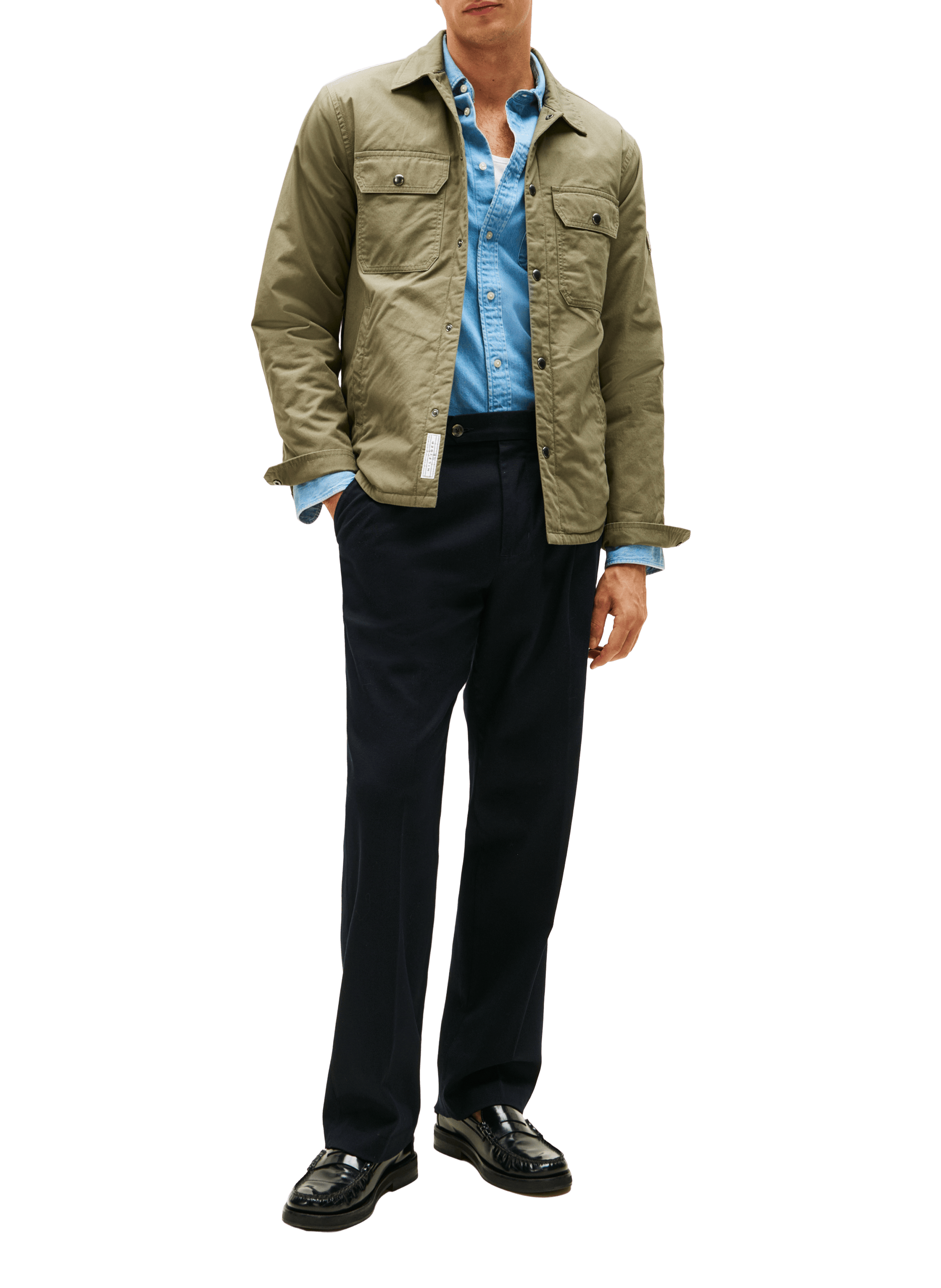 Straight cotton overshirt TOMMY HILFIGER Green