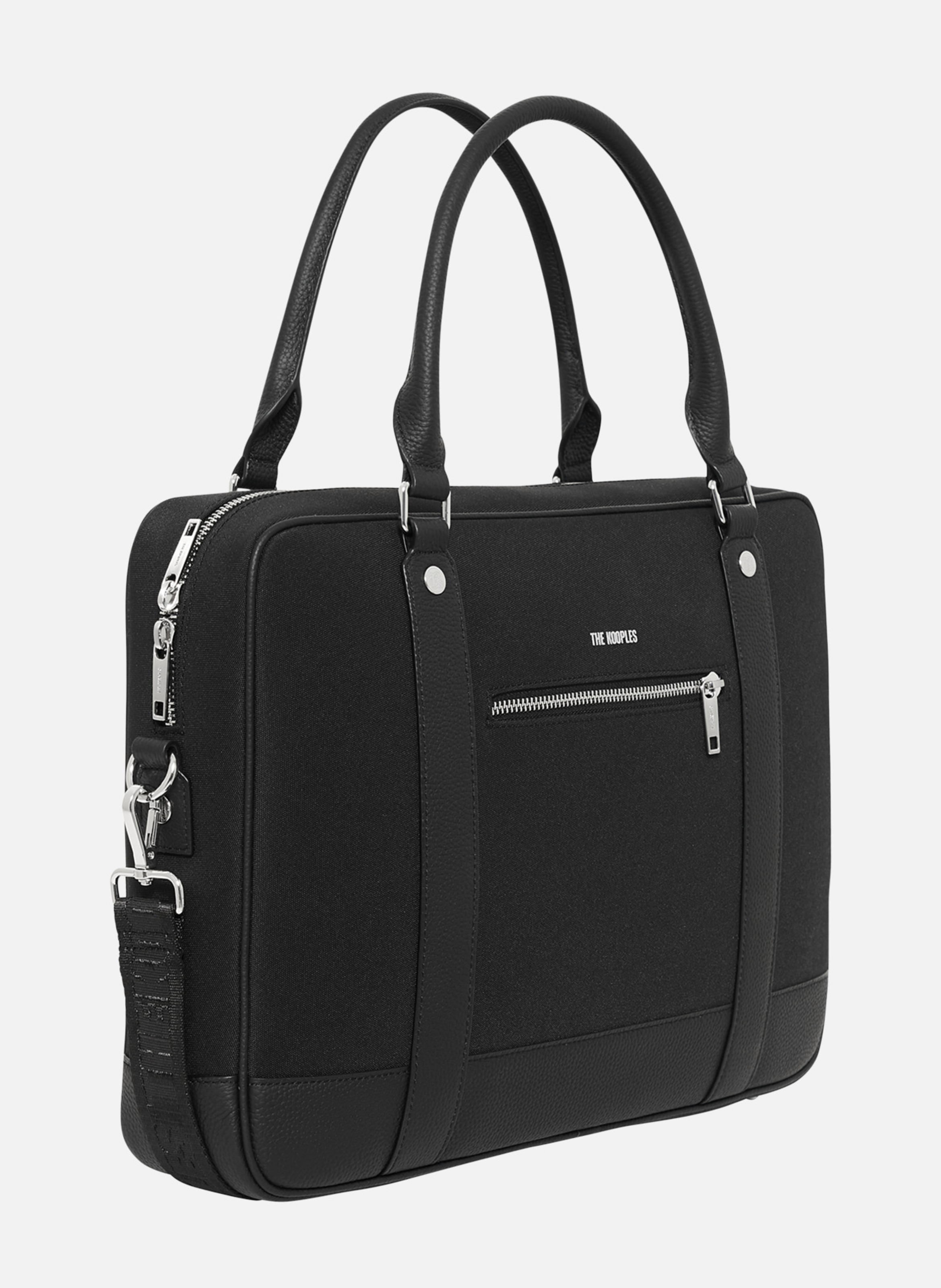 Porte-documents en canvas et cuir grainé THE KOOPLES Noir