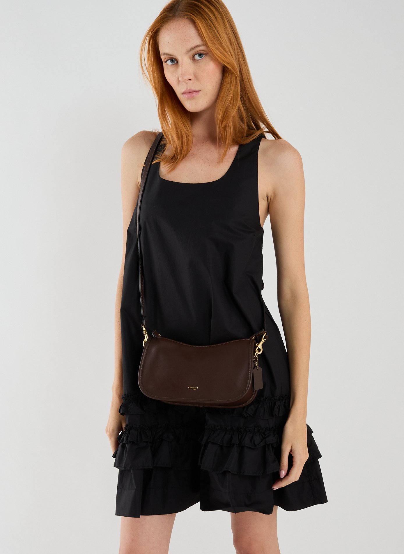  Sac Waverly en cuir COACH Marron