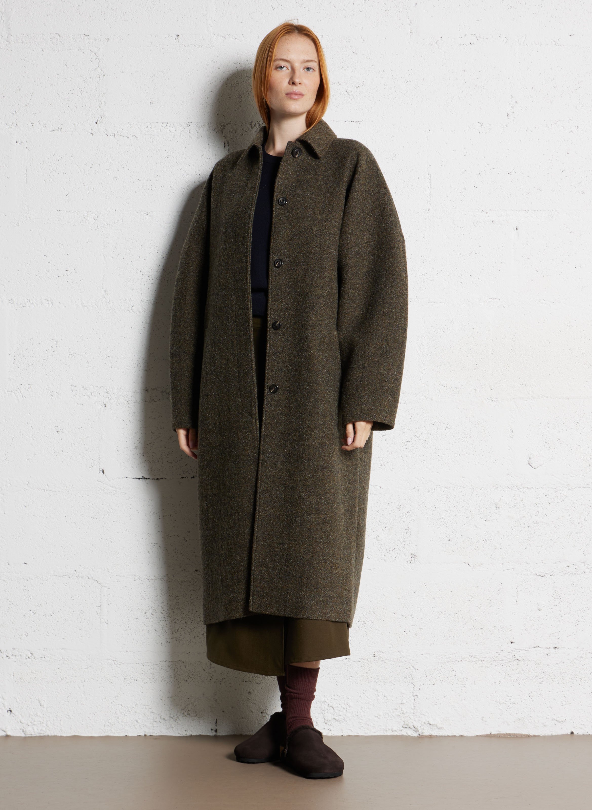 Long manteau en laine guilhem SOEUR Kaki