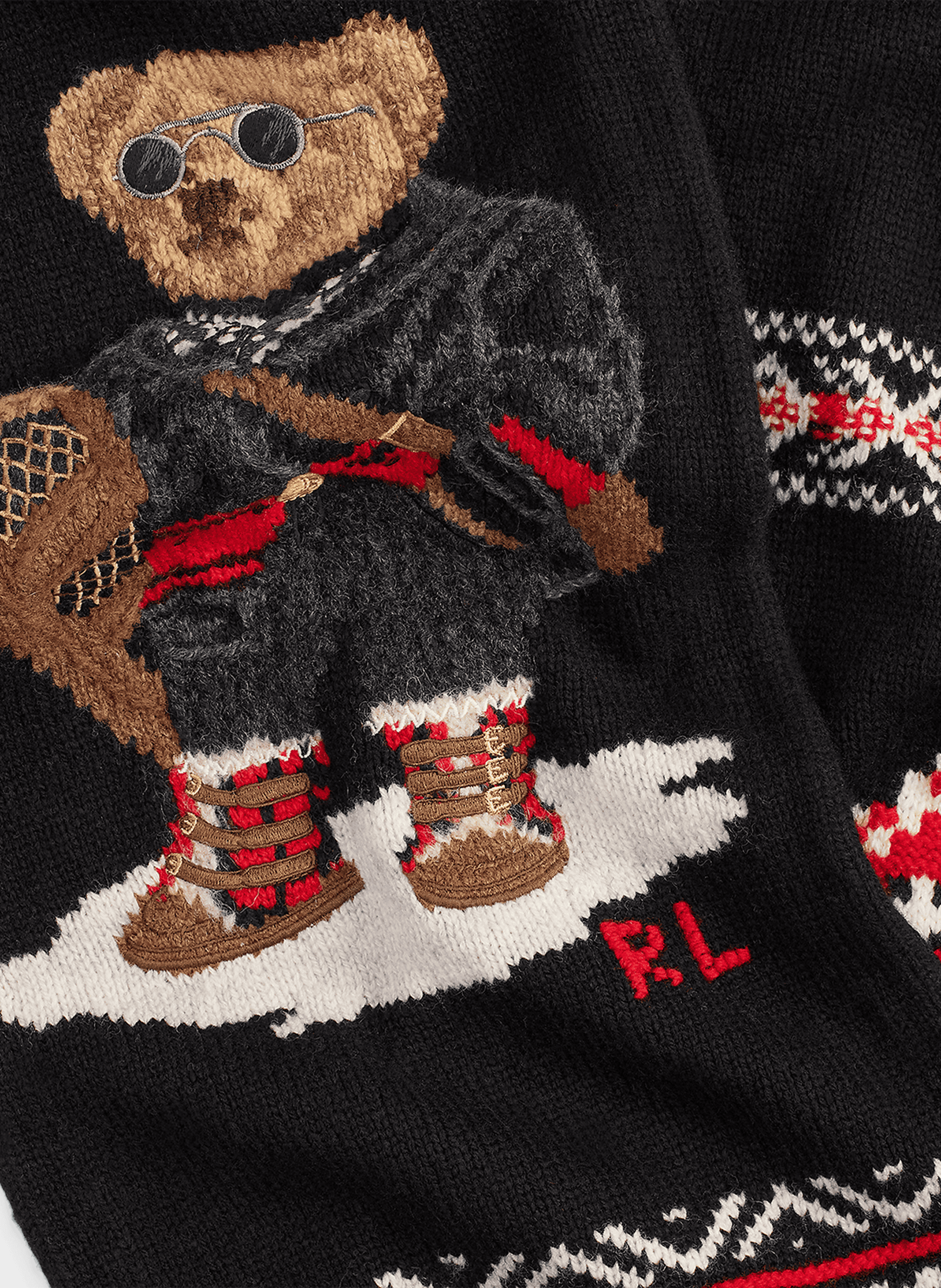 Echarpe brodée en laine  POLO RALPH LAUREN Noir