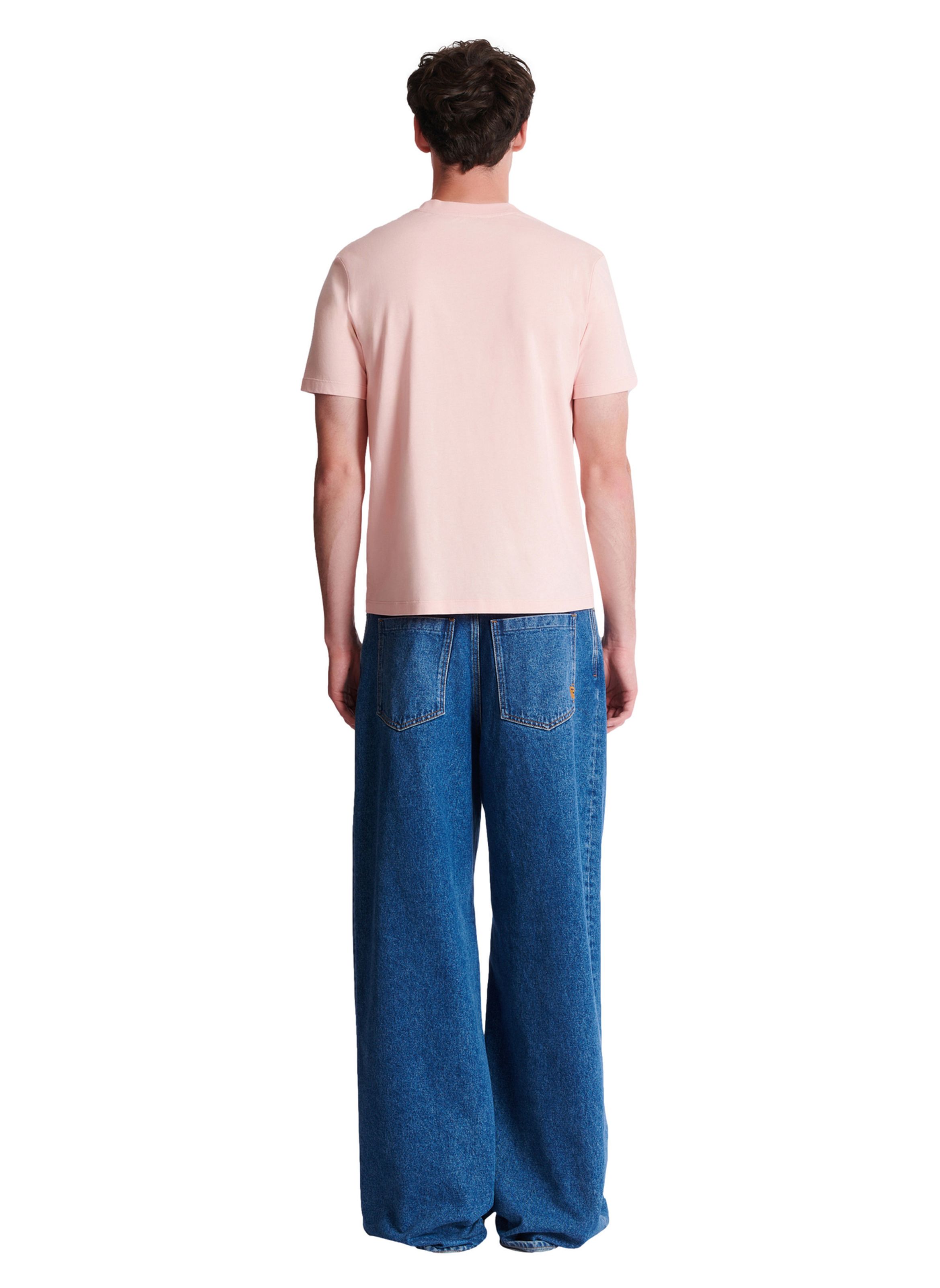T-shirt en coton à imprimé BALMAIN Rose