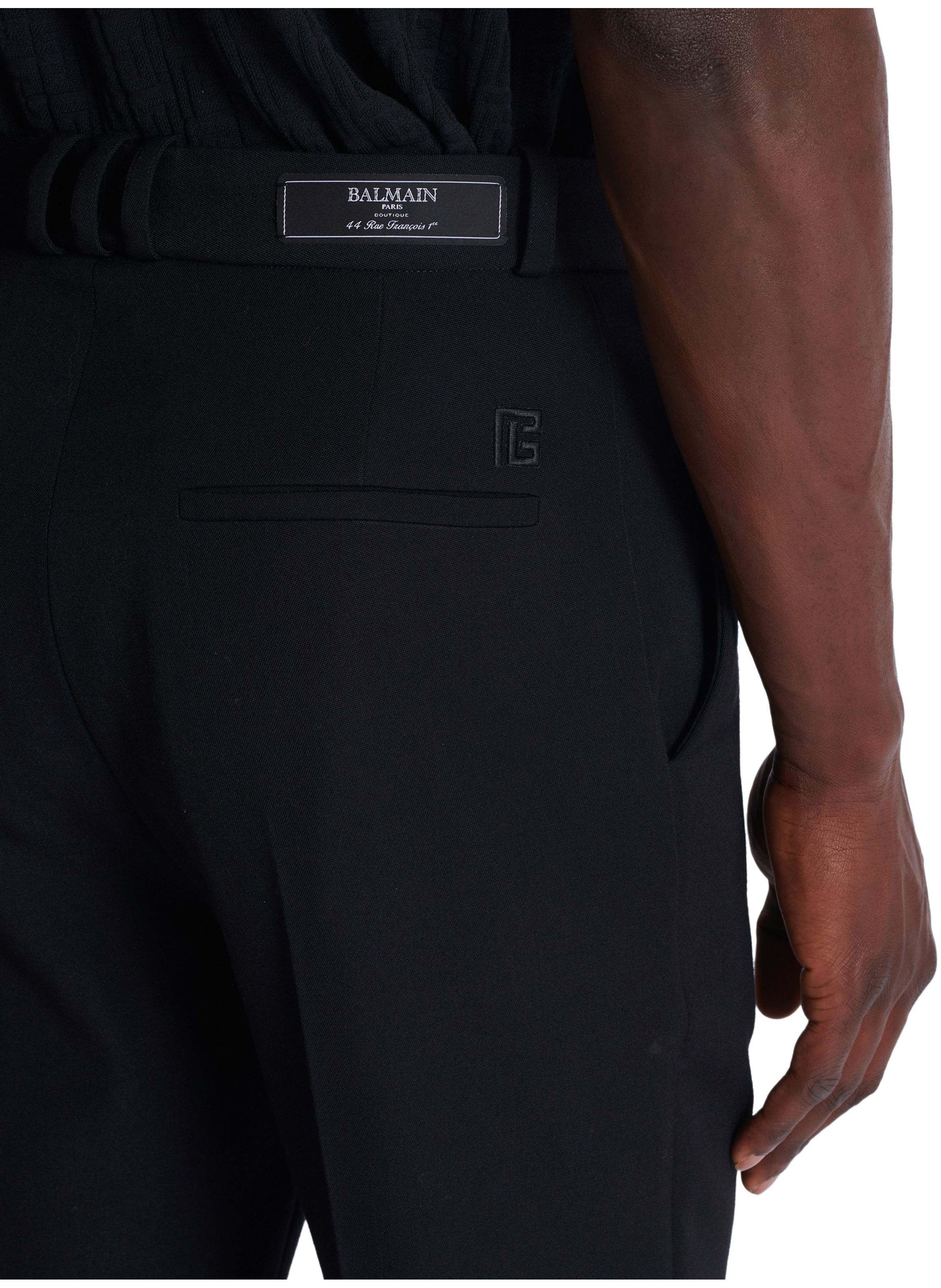 Pantalon à pinces en laine BALMAIN Noir