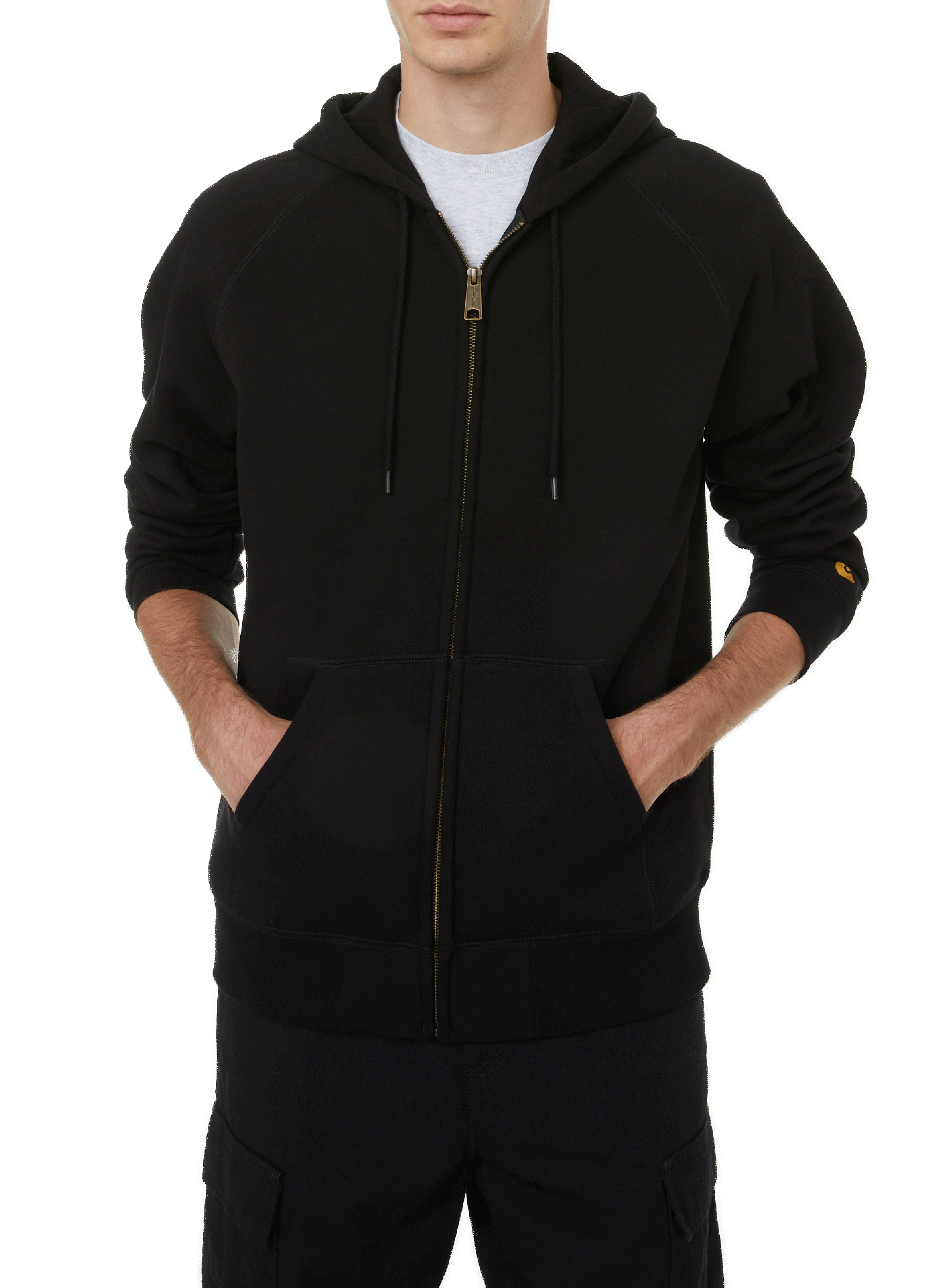 CARHARTT WIP Cotton zip-up hoodie Black