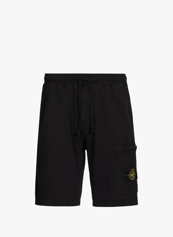 Plain cotton shorts | Black by STONE ISLAND Plain cotton shorts Black