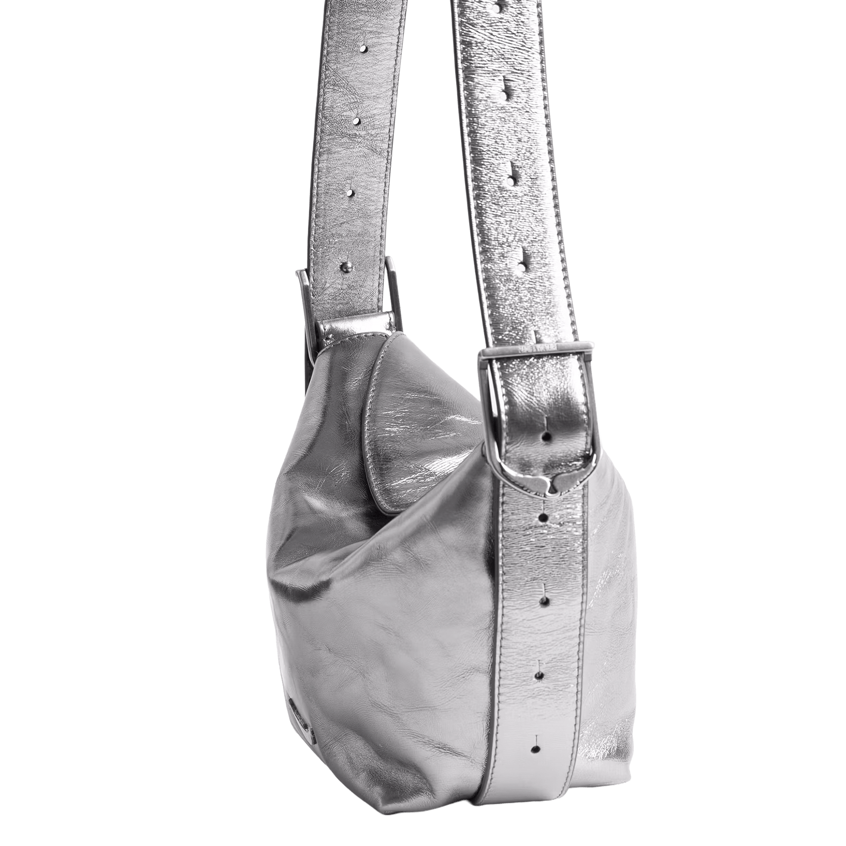 Sac porté épaule en cuir métallisé baby jane ZADIG&VOLTAIRE Gris