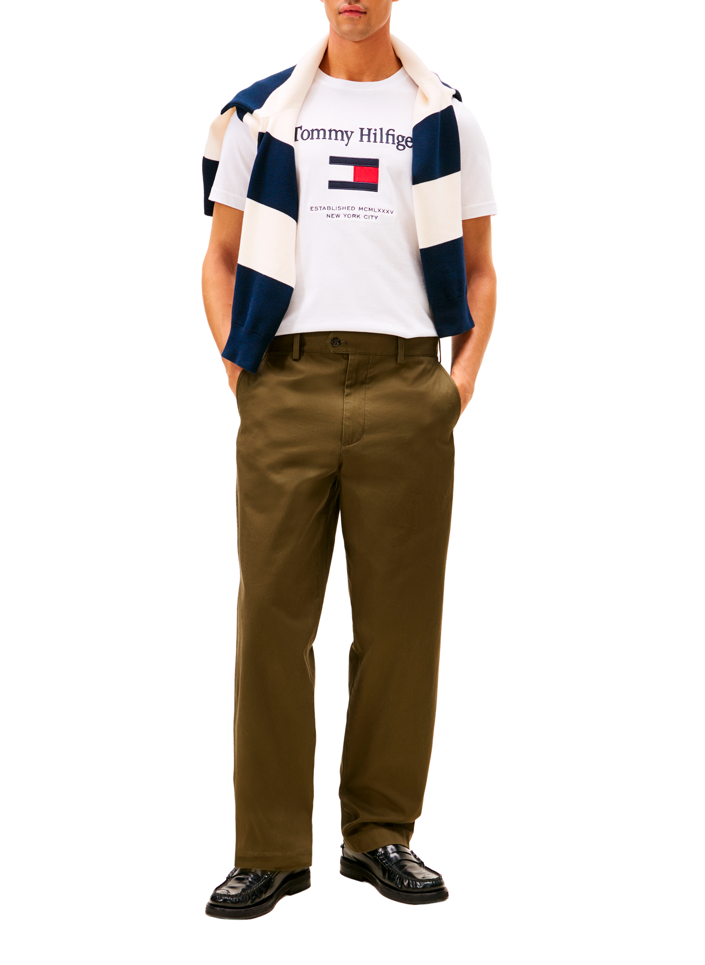 T-shirt manches courtes avec logo brodé TOMMY HILFIGER Blanc