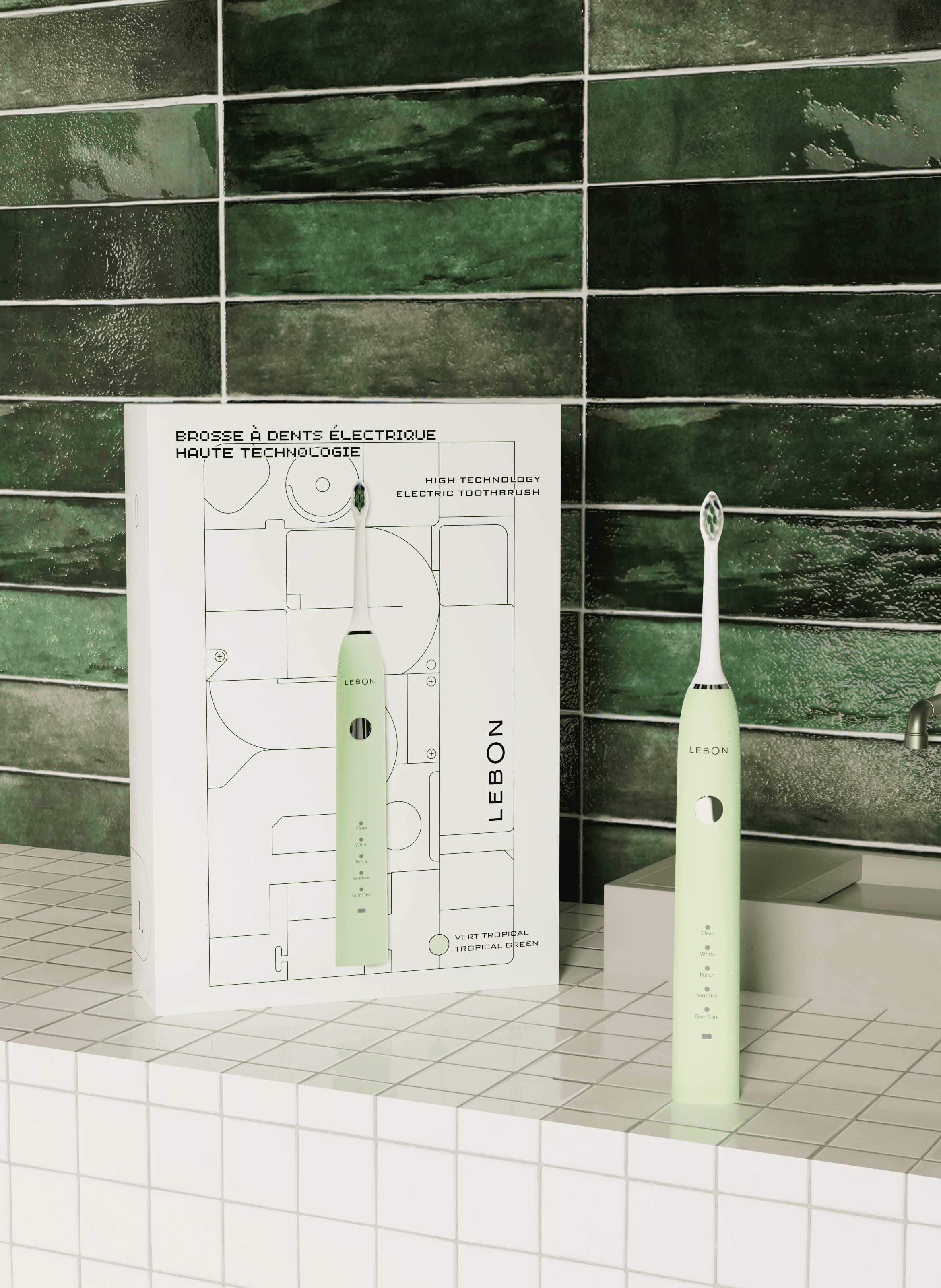 Elektrische Zahnbürste LE BON Vert tropical