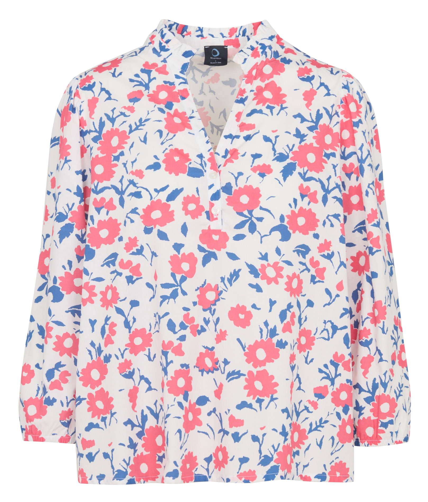 Blouse col tunisien imprimée Deauville ARMOR-LUX Rouge