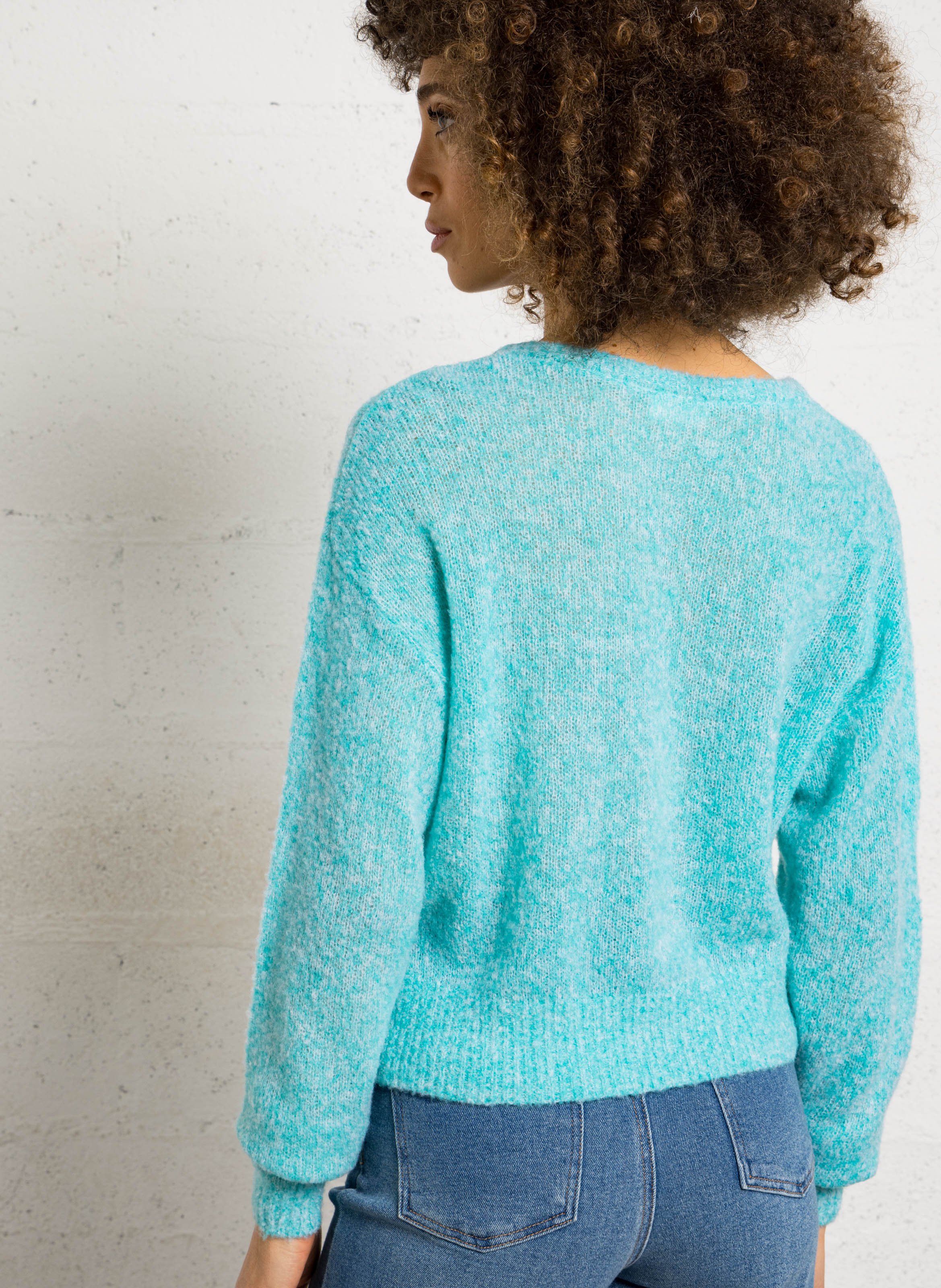 Pull oversize col rond en laine mélangée nuggy AMERICAN VINTAGE Bleu