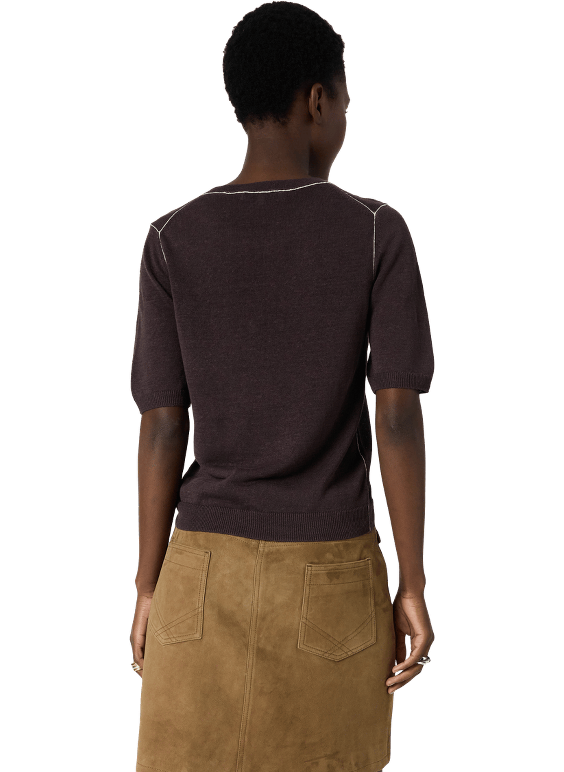 Pull à col rond en lin mélangé - loumia GERARD DAREL Marron