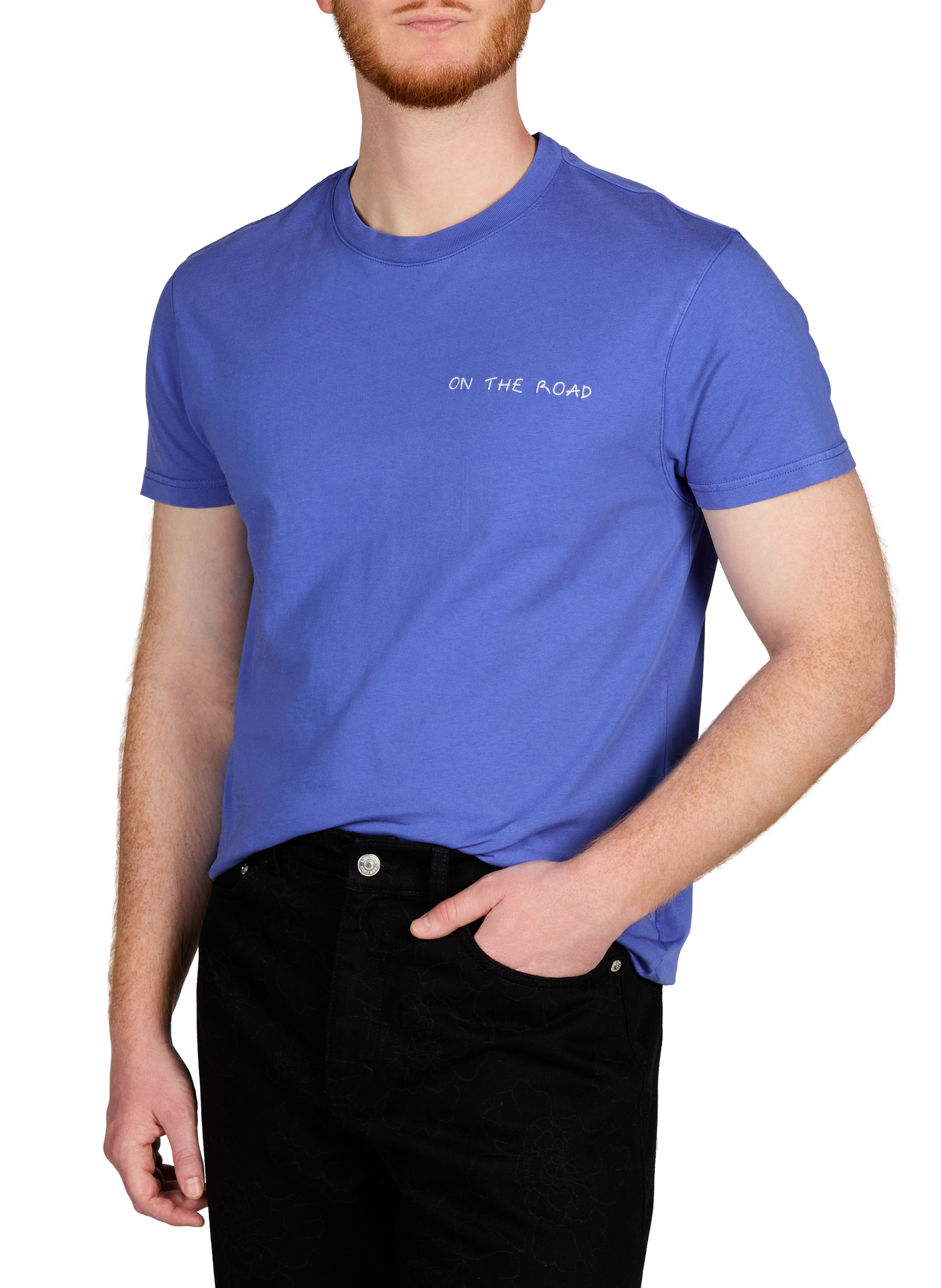 T-shirt Popincourt brodé en coton biologique MAISON LABICHE Bleu