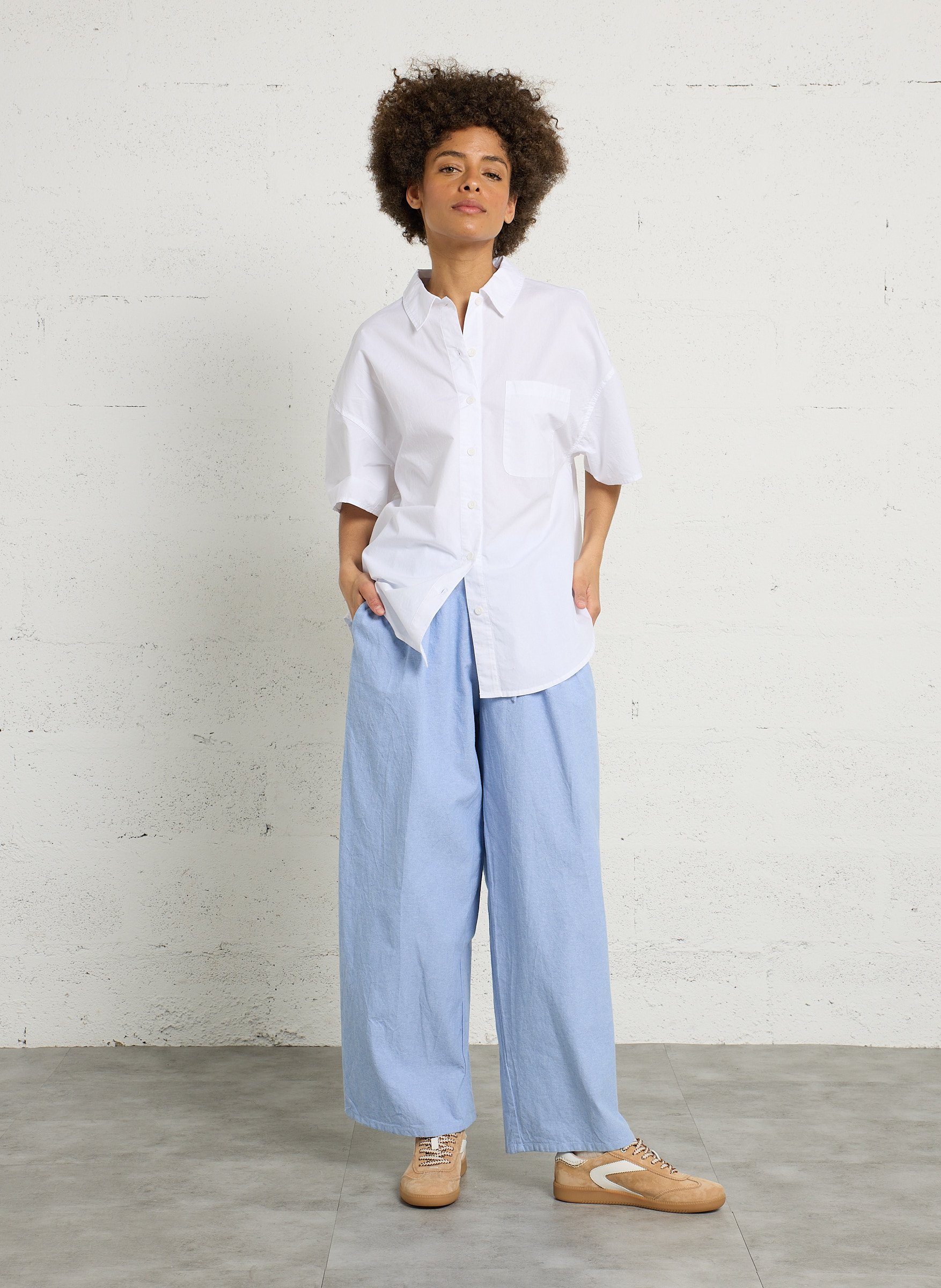 Chemise col classique en coton havanarow AMERICAN VINTAGE Blanc