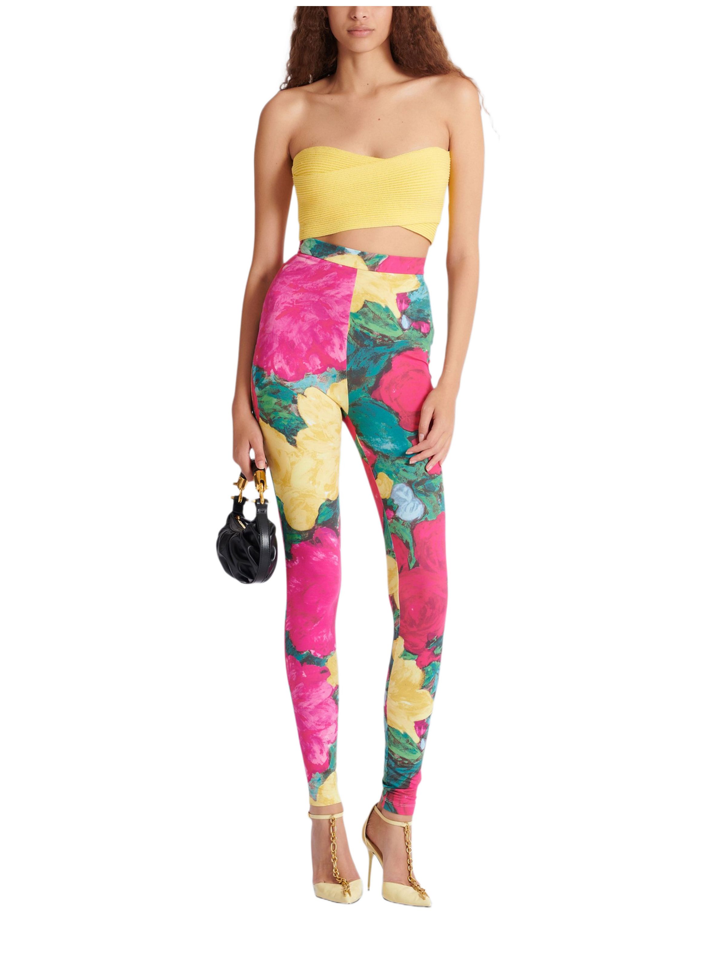 Brassière en maille tube BALMAIN Jaune