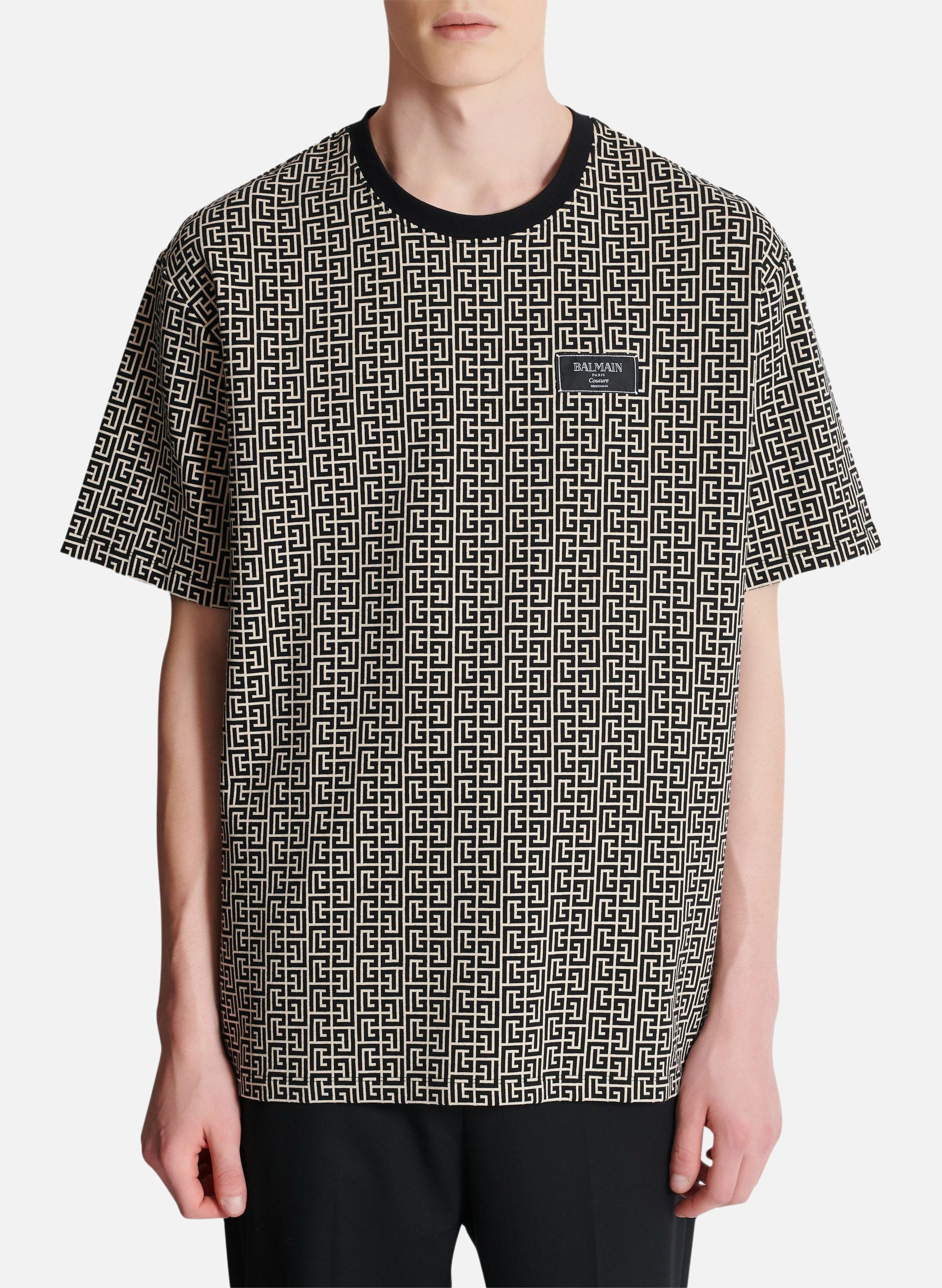 T-shirt en jacquard monogrammé BALMAIN Noir
