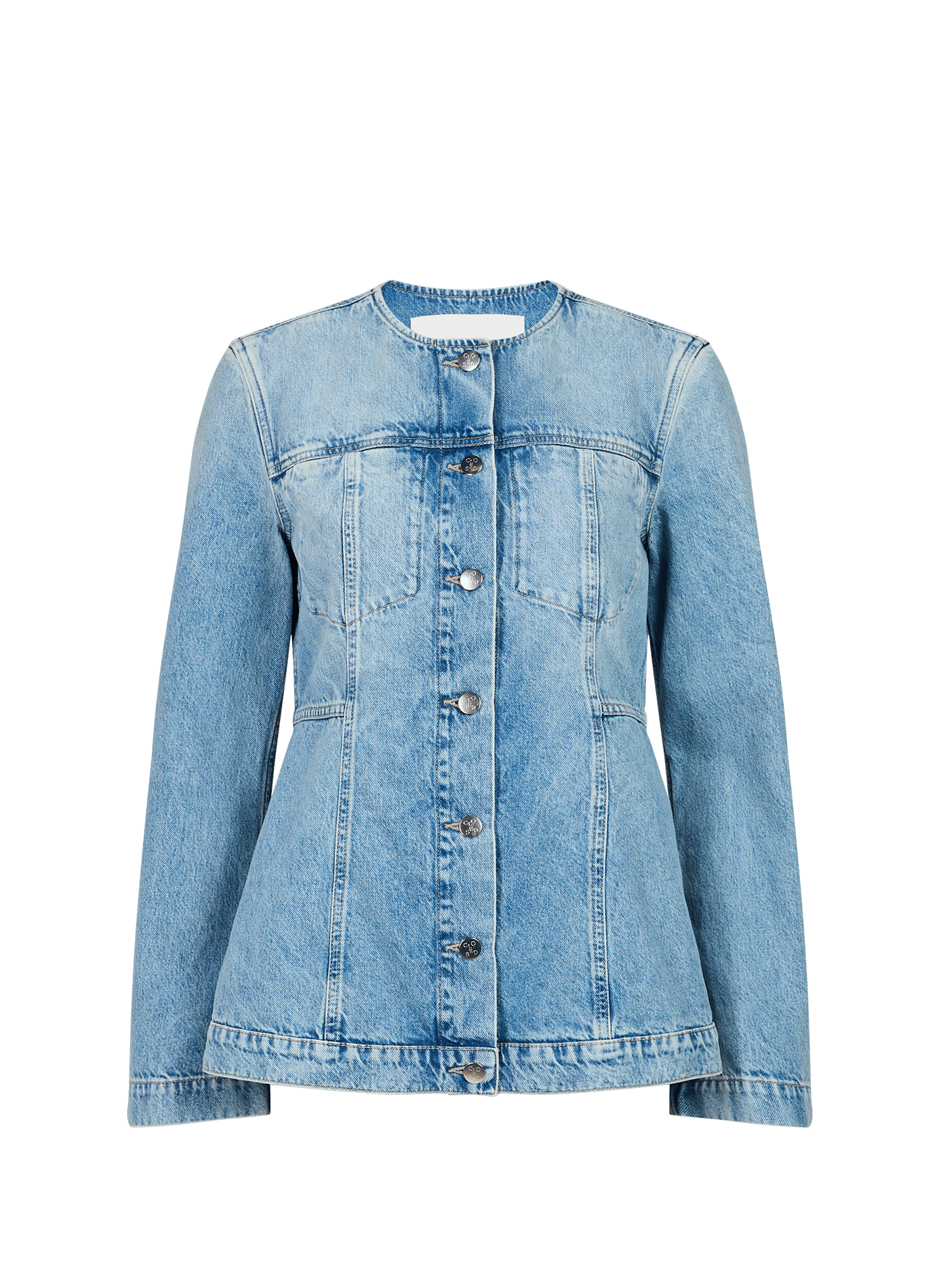 Fitted round-neck denim jacket in cotton CLOSED Blue