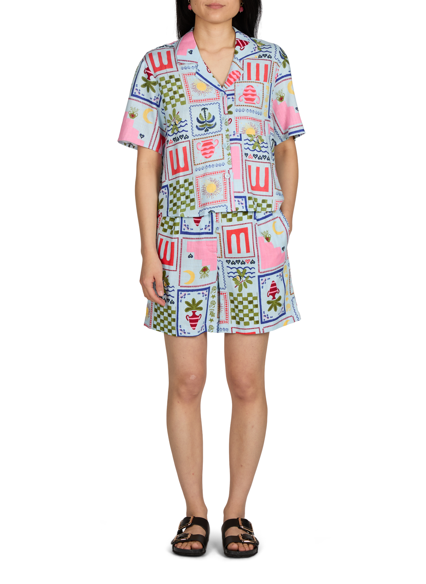 Printed short-sleeved shirt OBJECT Blue