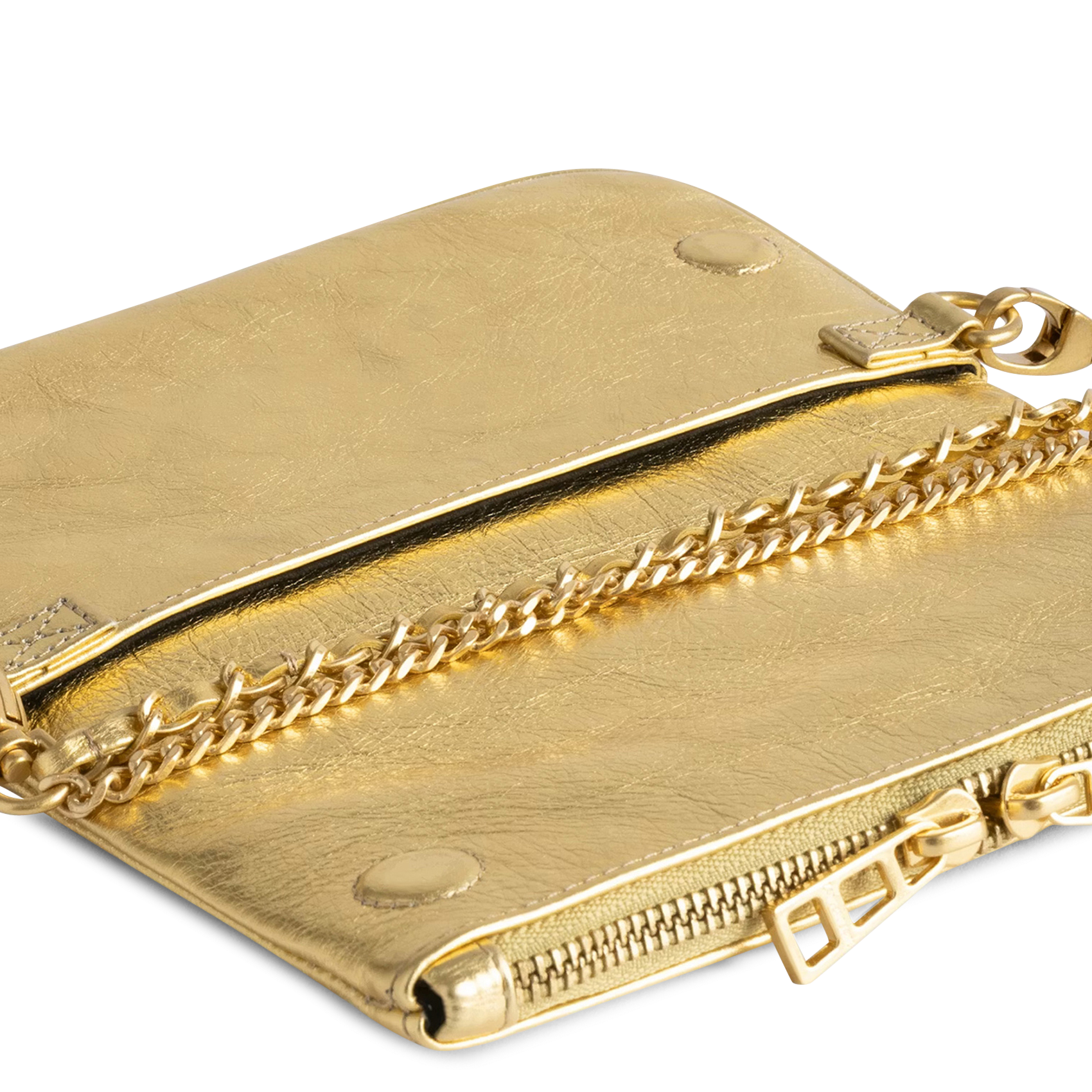 Rock nano leather evening clutch ZADIG&VOLTAIRE Golden