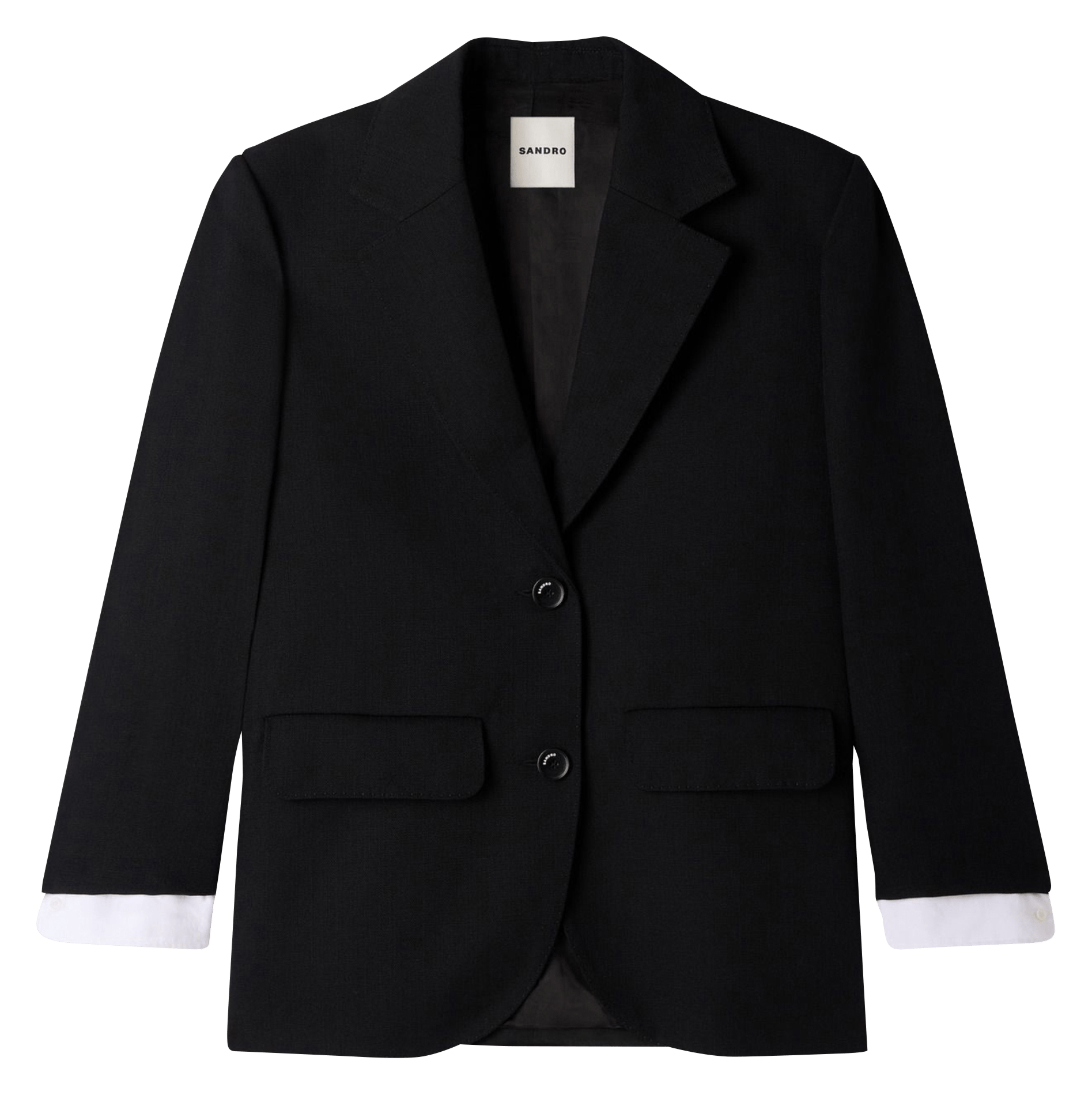Veste col tailleur en laine SANDRO Noir
