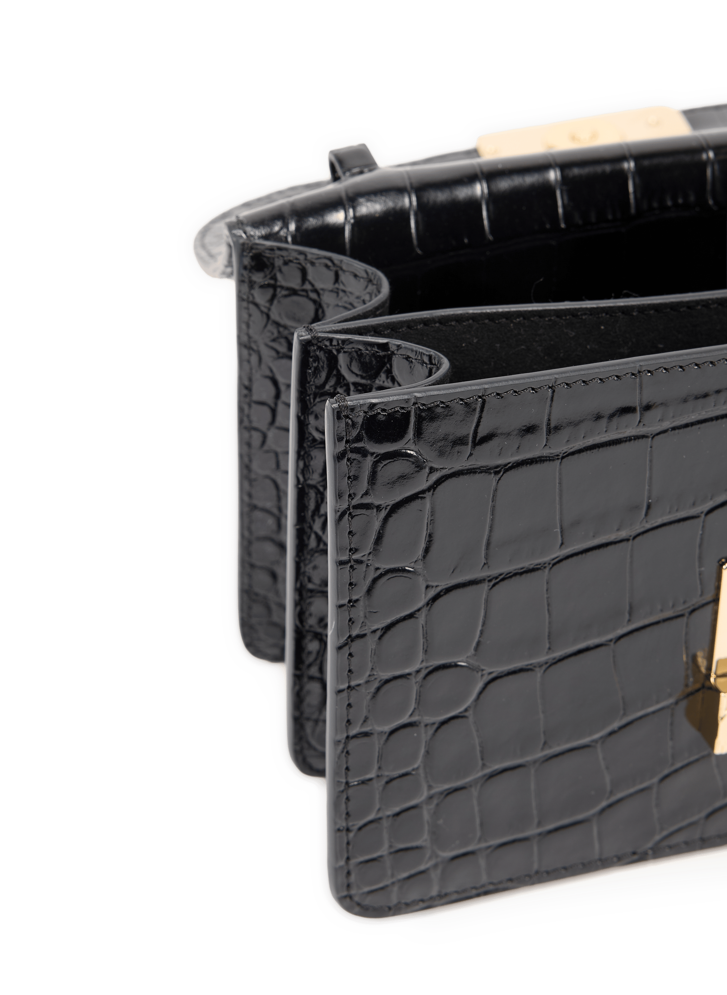Crocodile effect Dorian bag in calf leather VICTORIA BECKHAM Black