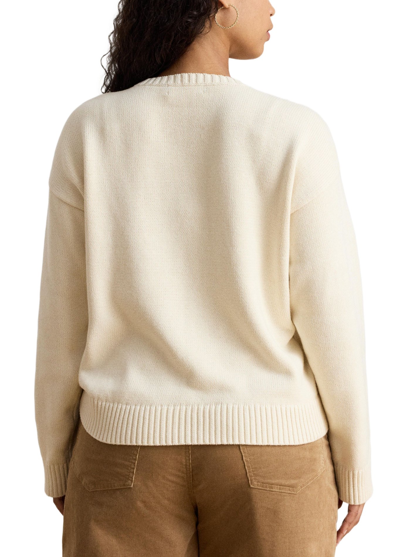 Cotton intarsia knit sweater LAUREN Beige