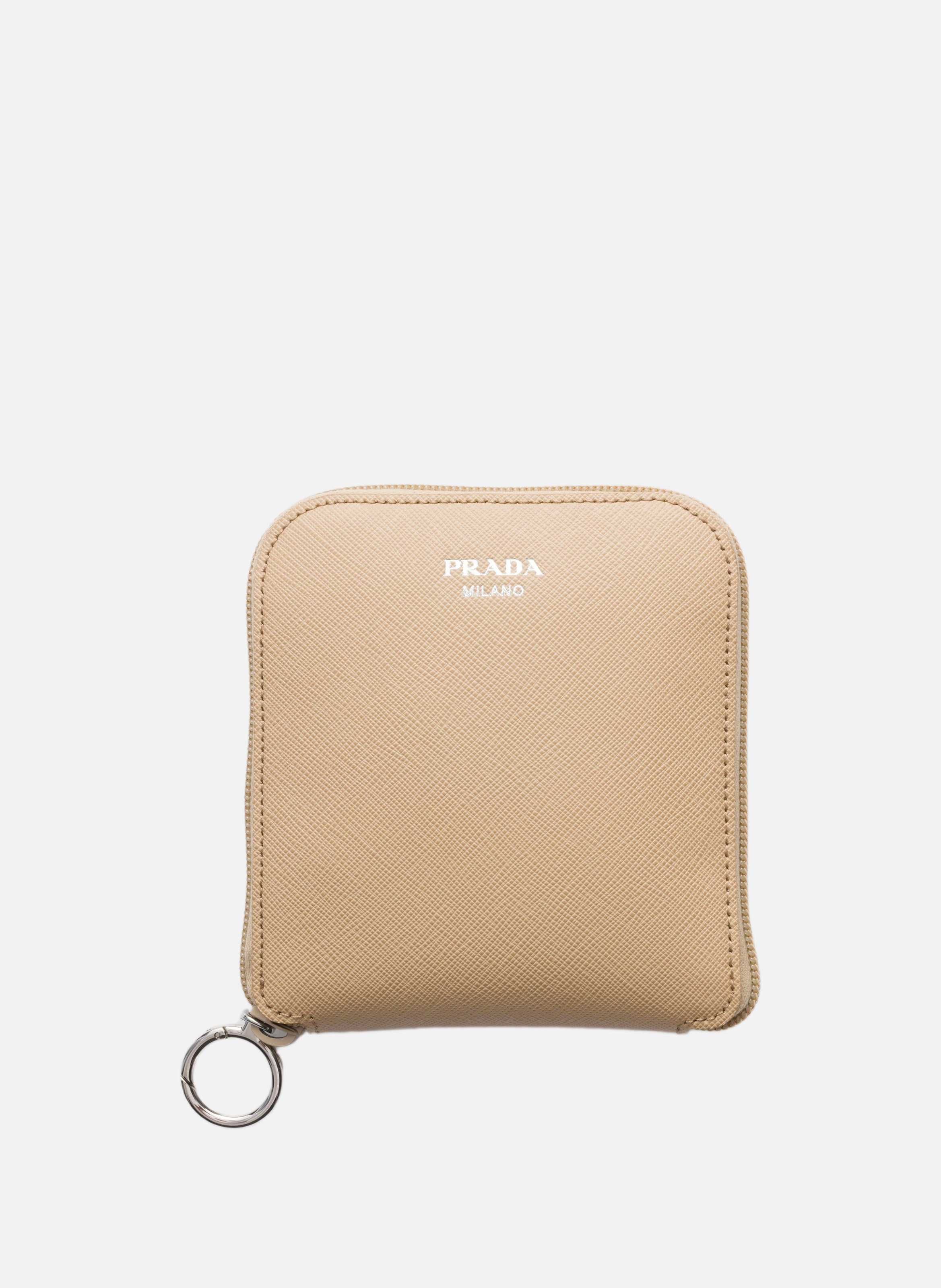 Pendentif en cuir saffiano avec sac cabas en re-ny PRADA Marron