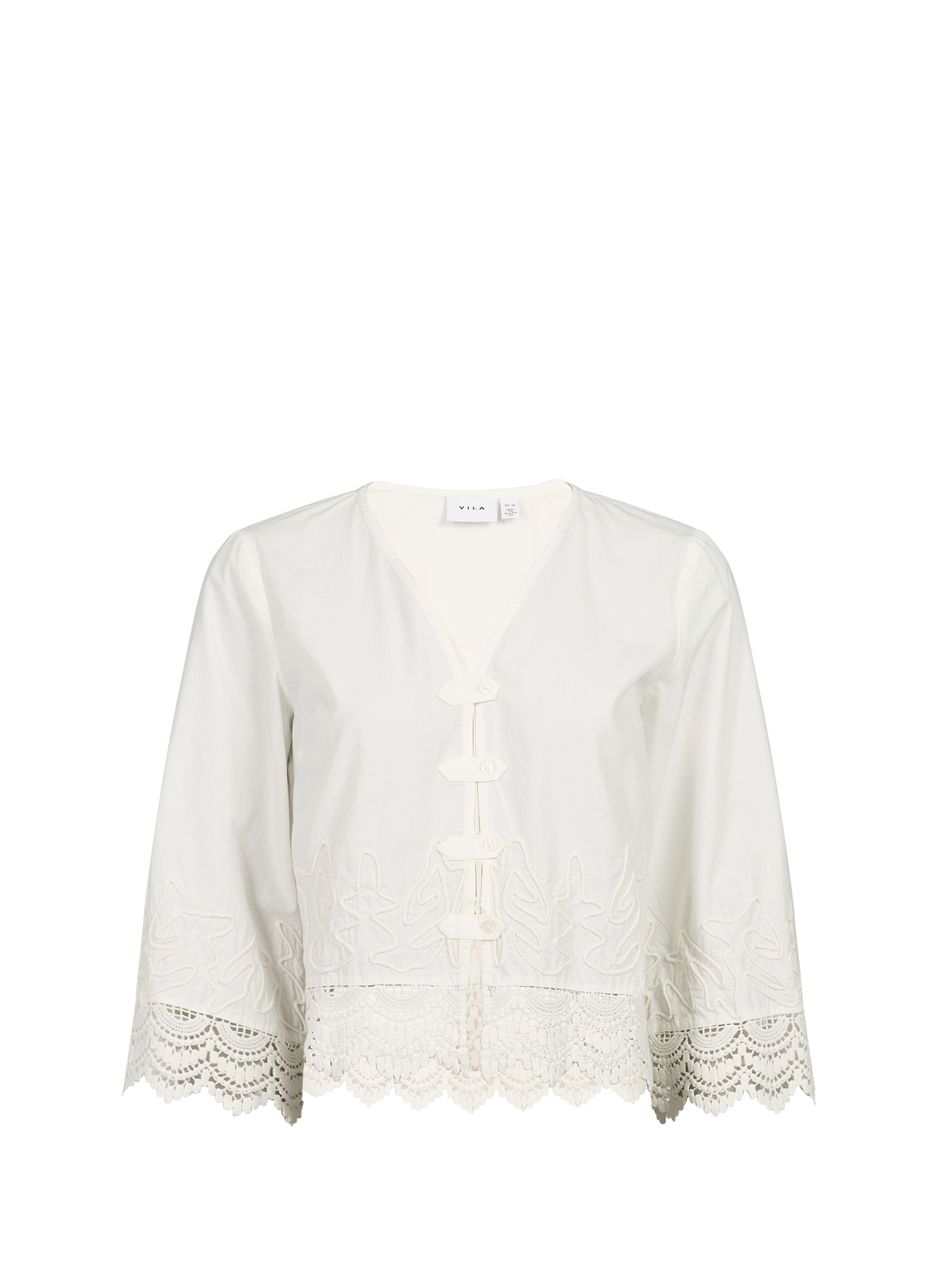 Blouse met katoenen borduursels VILA Wit