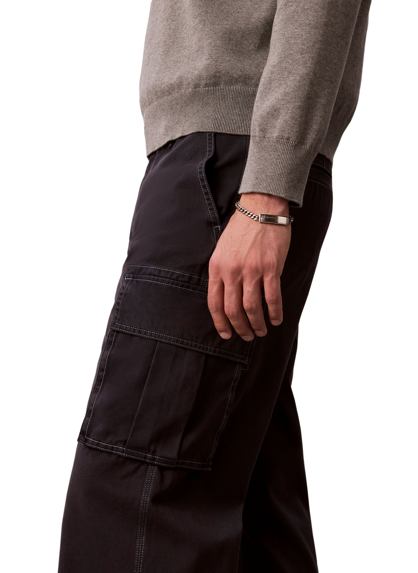 Pantalon droit en coton CALVIN KLEIN Bleu