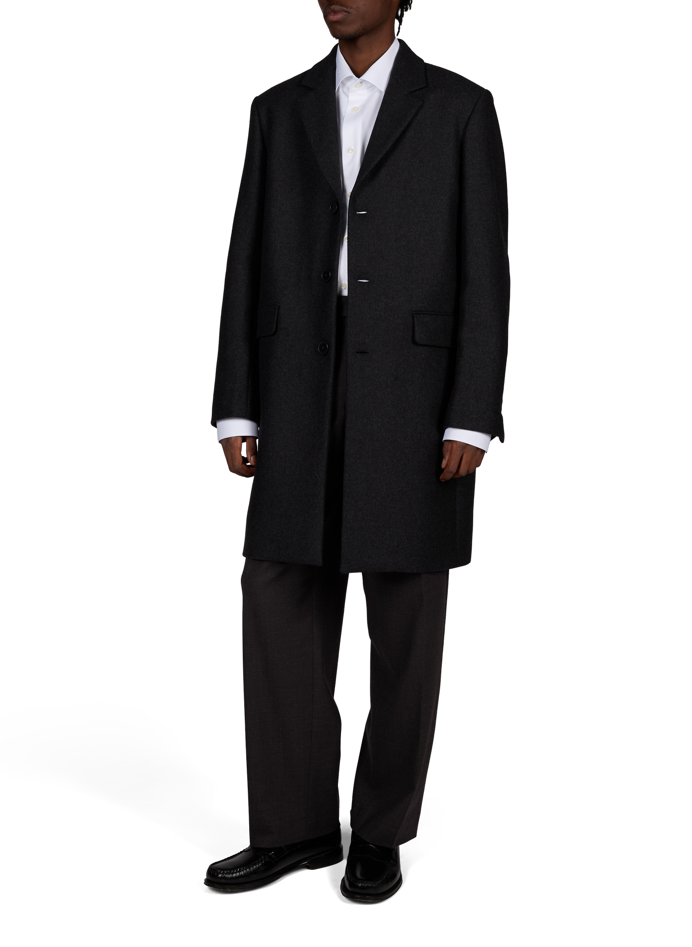 Manteau col tailleur en laine et cachemire mélangés AU PRINTEMPS PARIS Gris