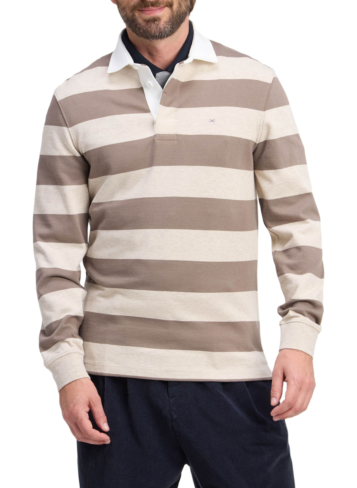 Polo droit rayé en coton EDEN PARK Beige