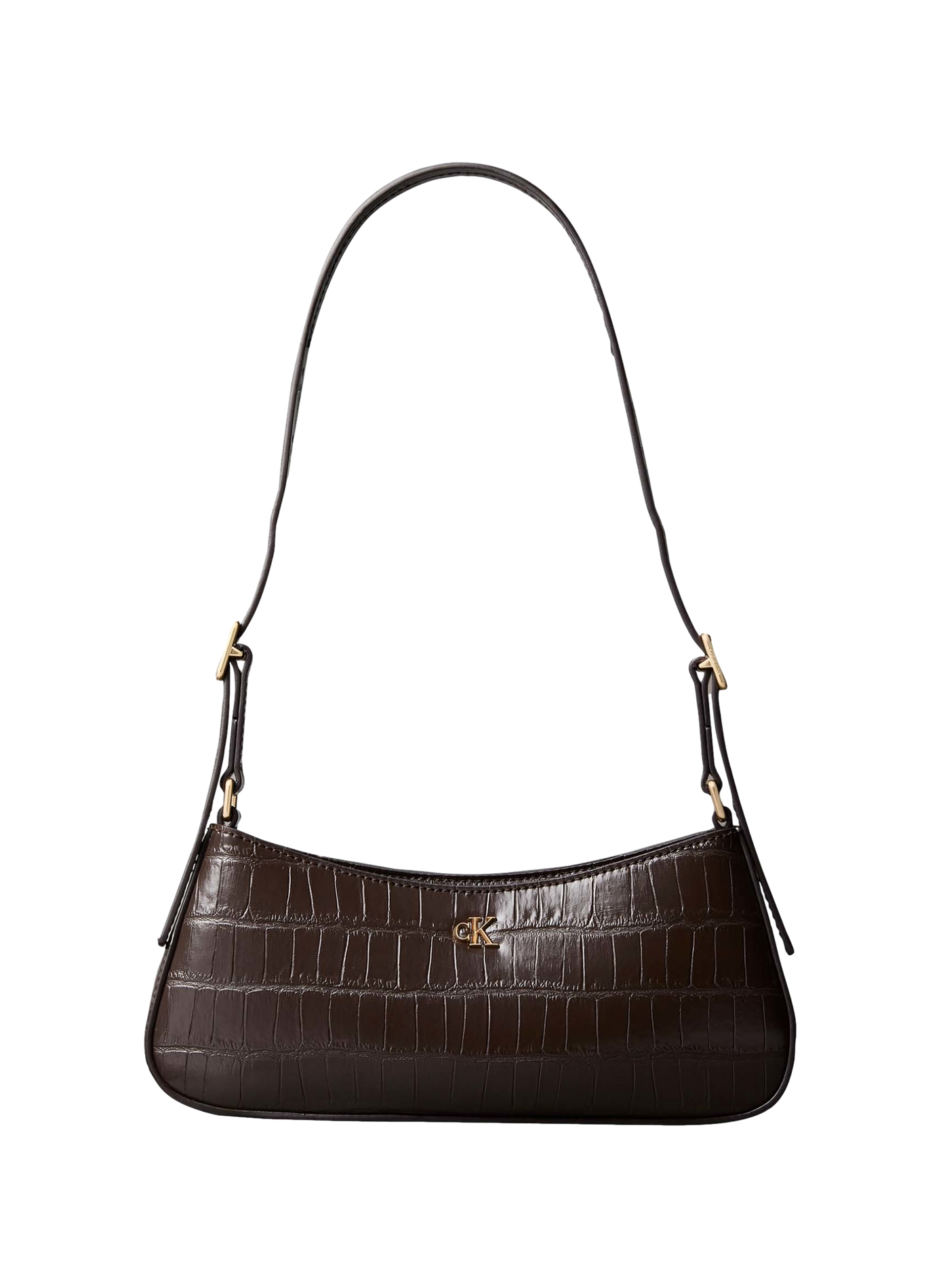Crocodile-effect shoulder bag CALVIN KLEIN Brown