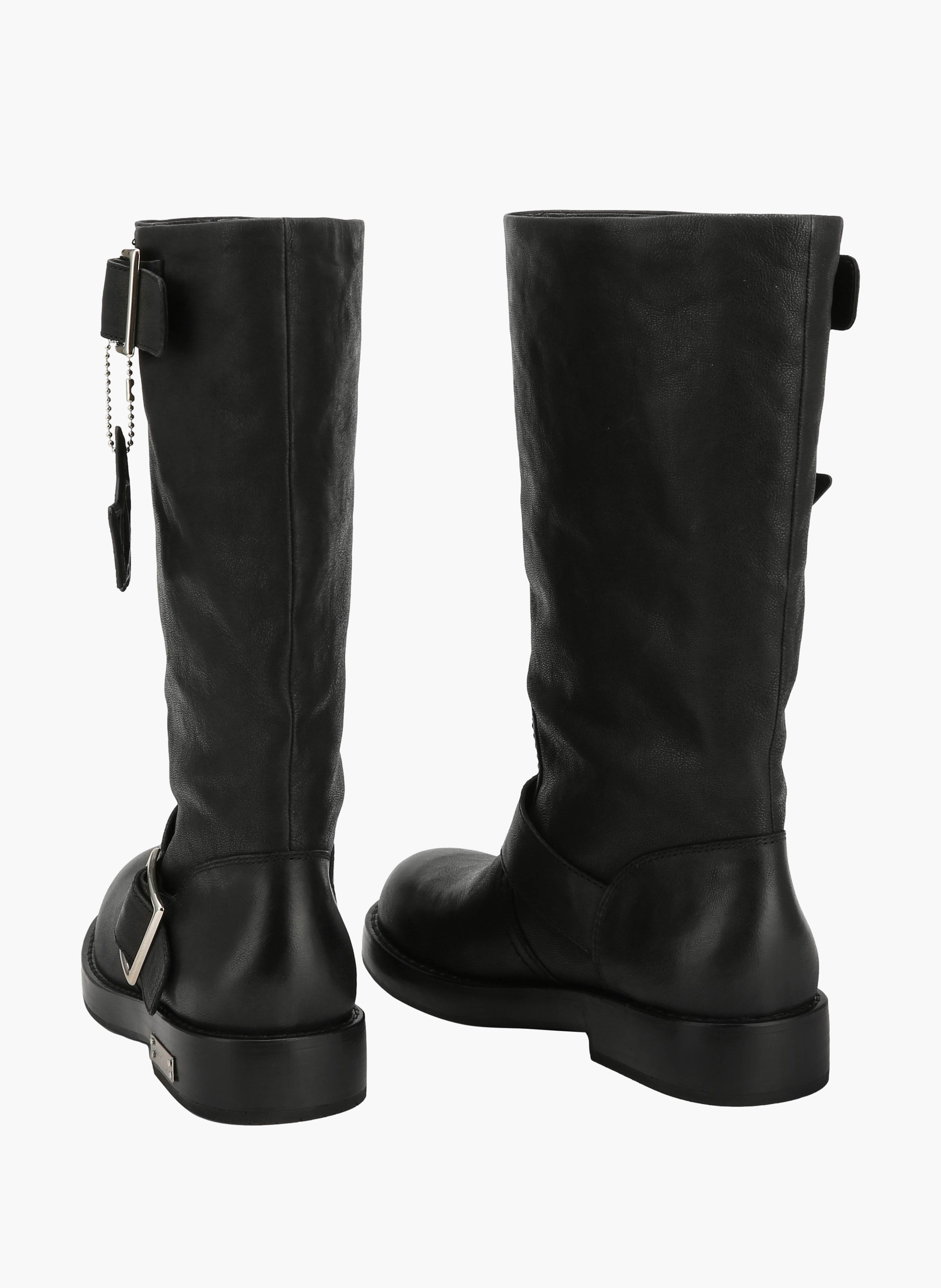 Heat-bottines van gepatineerd leer NAKED WOLFE Zwart