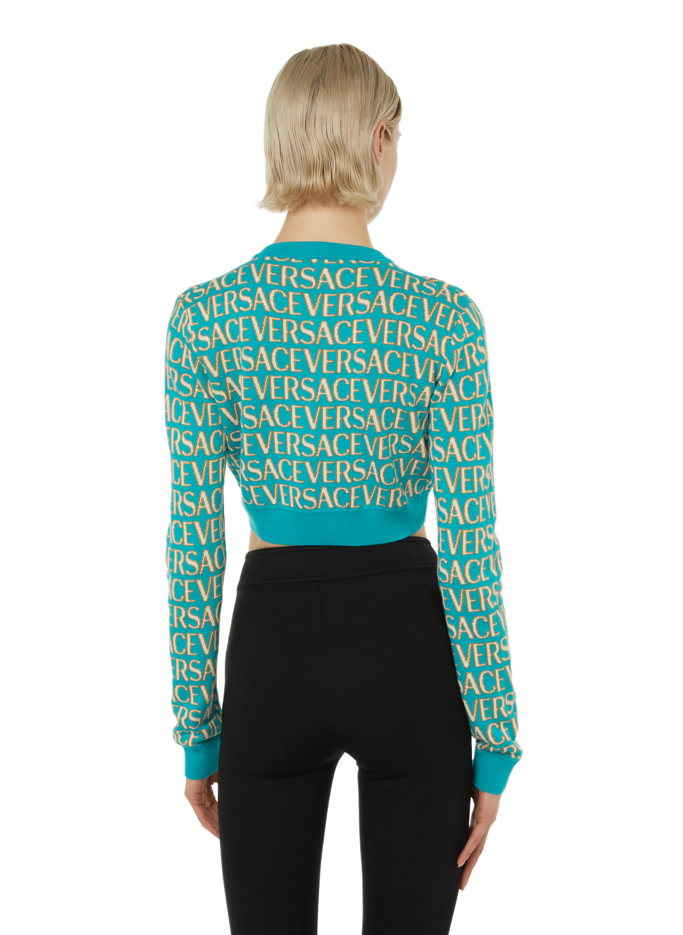 Pull Jacquard Série en coton VERSACE Bleu