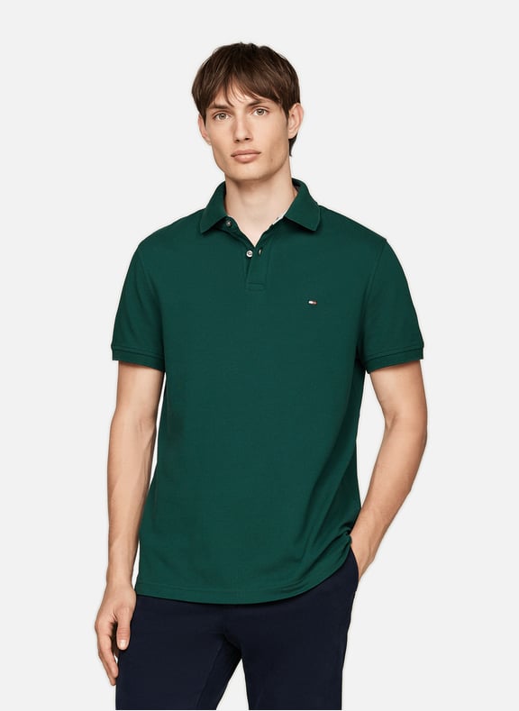 Organic cotton polo shirt Green by TOMMY HILFIGER TOMMY HILFIGER Organic cotton polo shirt Green
